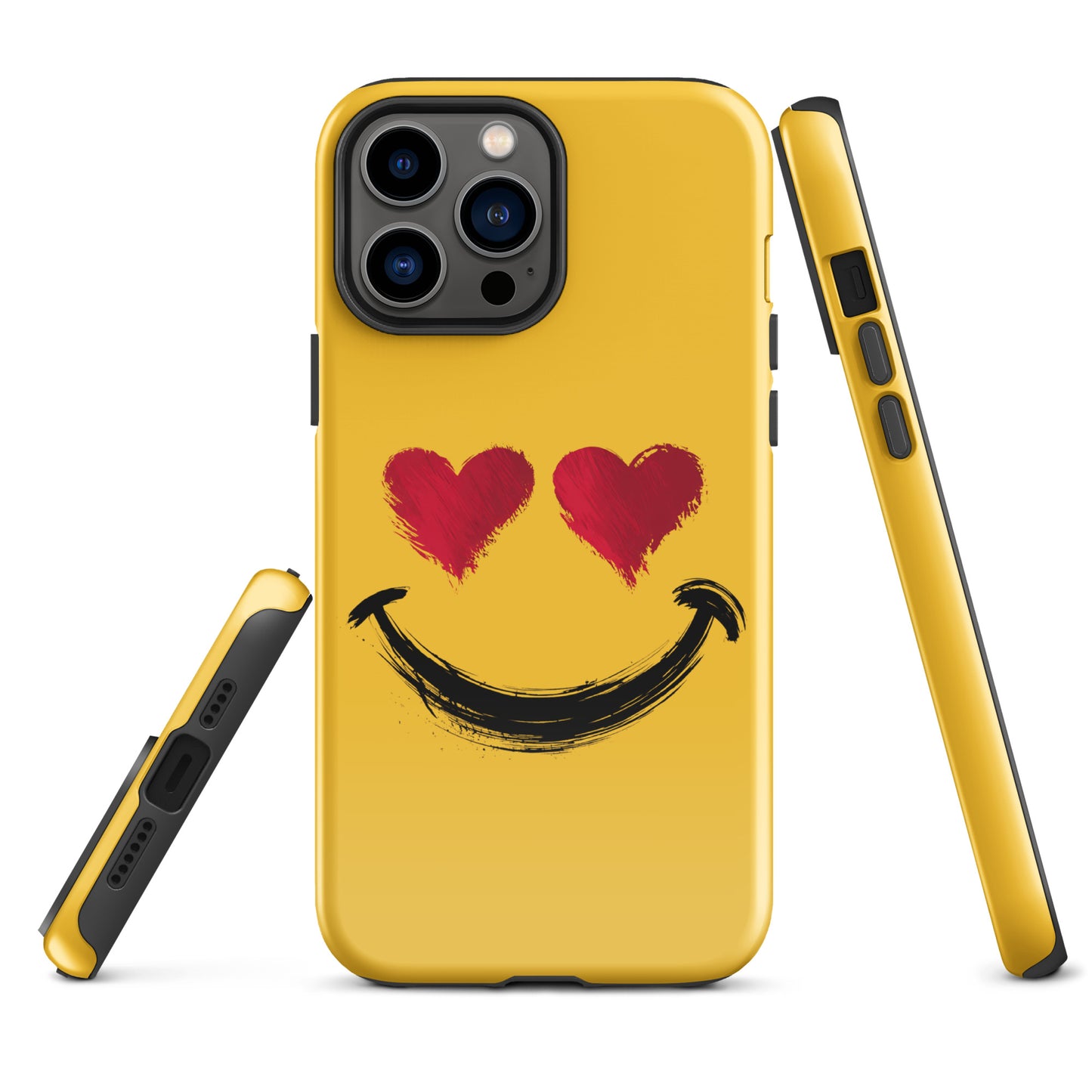 Phone Case for iPhone with heart‑eyes smiley art, bold style, vibrant colors, artistic textures, luxury accessory