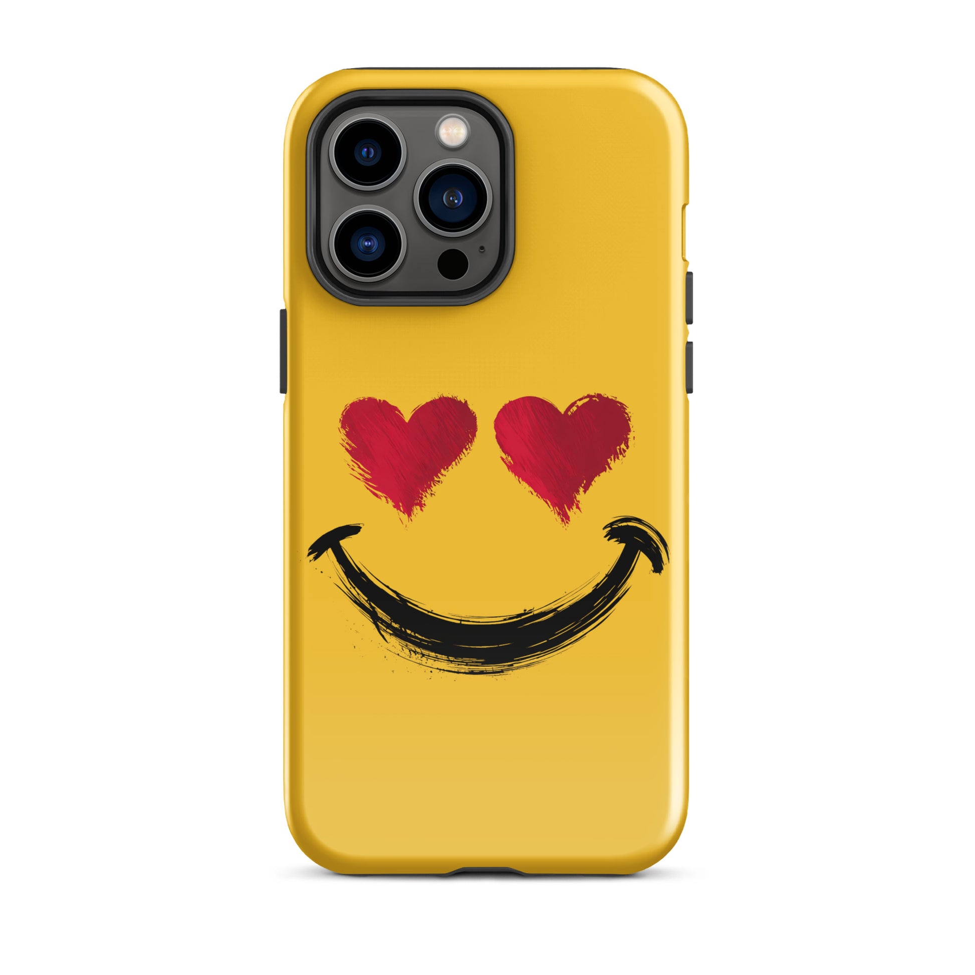 Phone Case for iPhone with Heart‑Eyes Smiley Art, bold style, vibrant colors, playful vibe, luxury accessory.