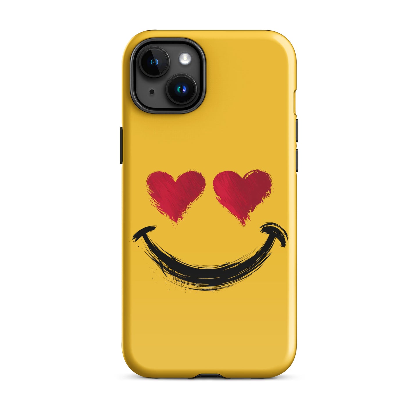 Phone Case for iPhone featuring heart-eyes smiley design in vibrant colors, offering bold style and premium protection.