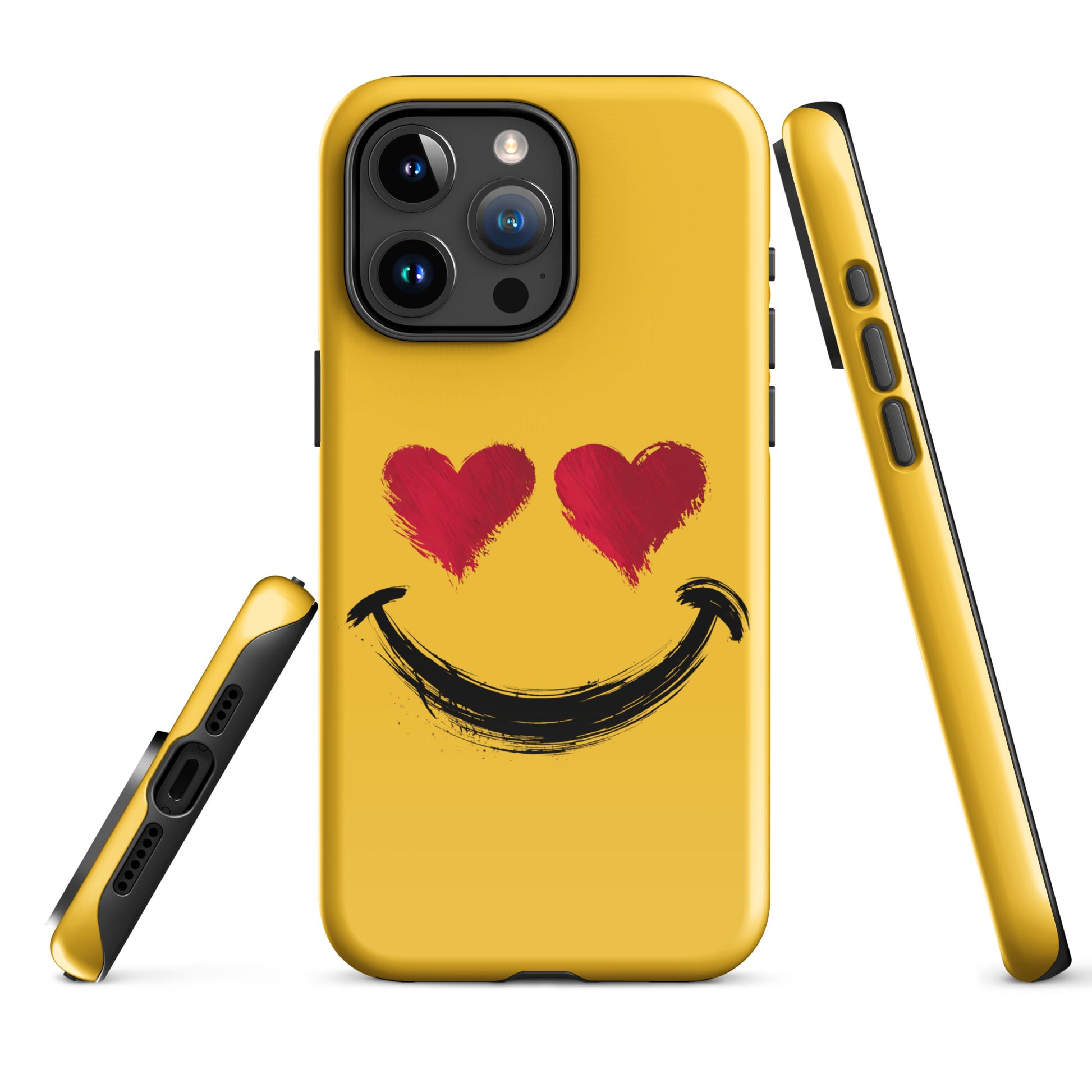 Phone Case for iPhone with heart-eyes smiley art, showcasing bold style and vibrant colors for a playful look.