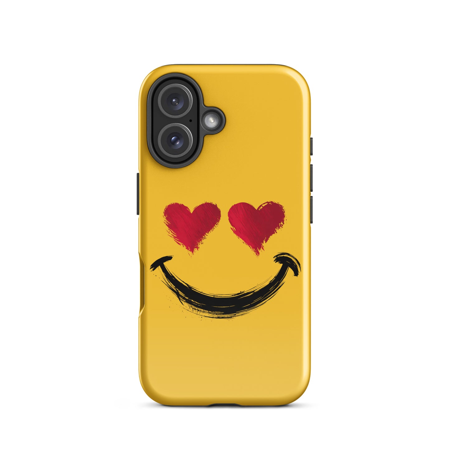 Phone Case for iPhone featuring heart-eyes smiley art with vibrant colors and bold style, perfect for luxury accessory lovers.