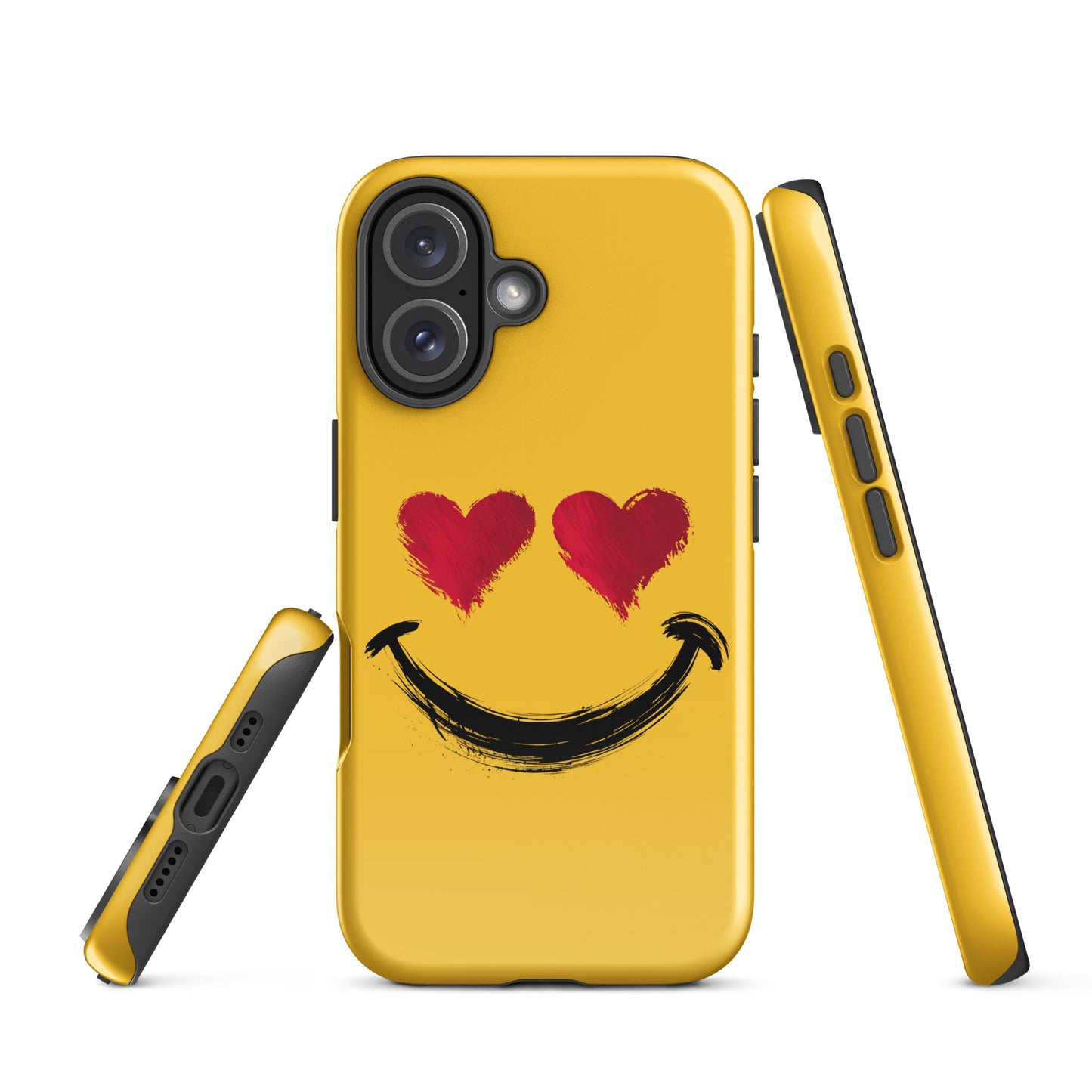 Phone Case for iPhone with heart-eyes smiley design, bold style, vibrant colors, and artistic texture for joyful everyday carry.