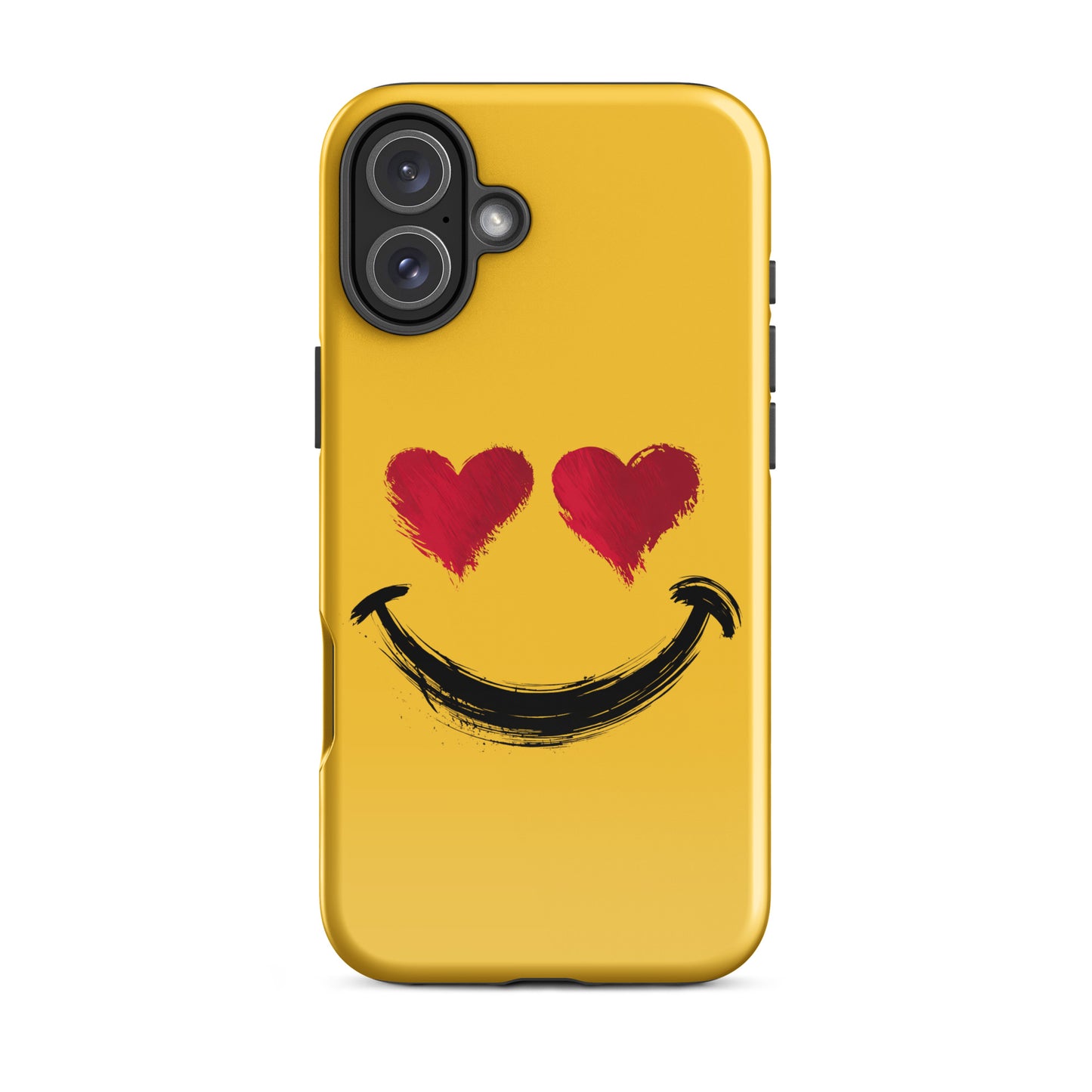 Yellow Phone Case for iPhone with heart-eyes smiley face for bold style.