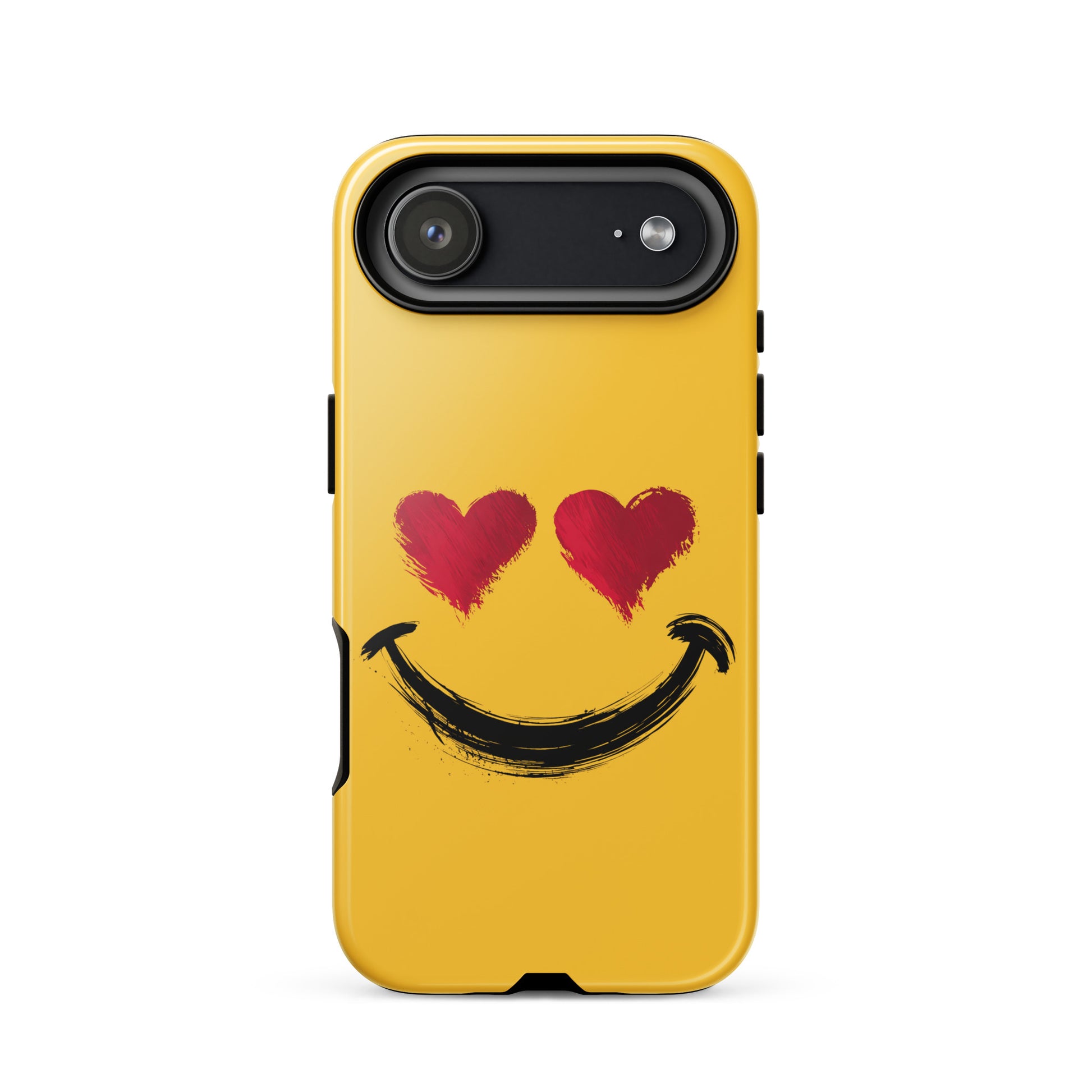 Phone Case for iPhone with Heart-Eyes Smiley Art in bold, vibrant colors on a luxury accessory