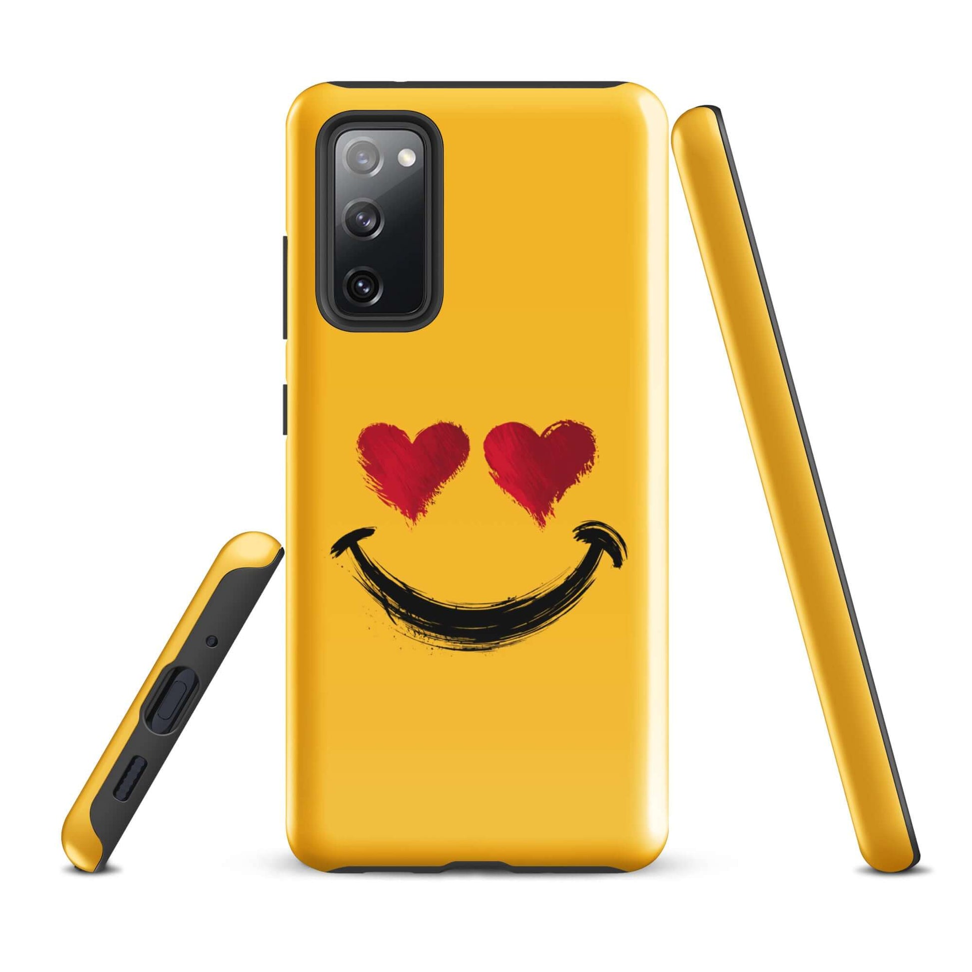 Phone Case for Samsung Galaxy with heart-eyes smiley art in bold colors and premium texture design.