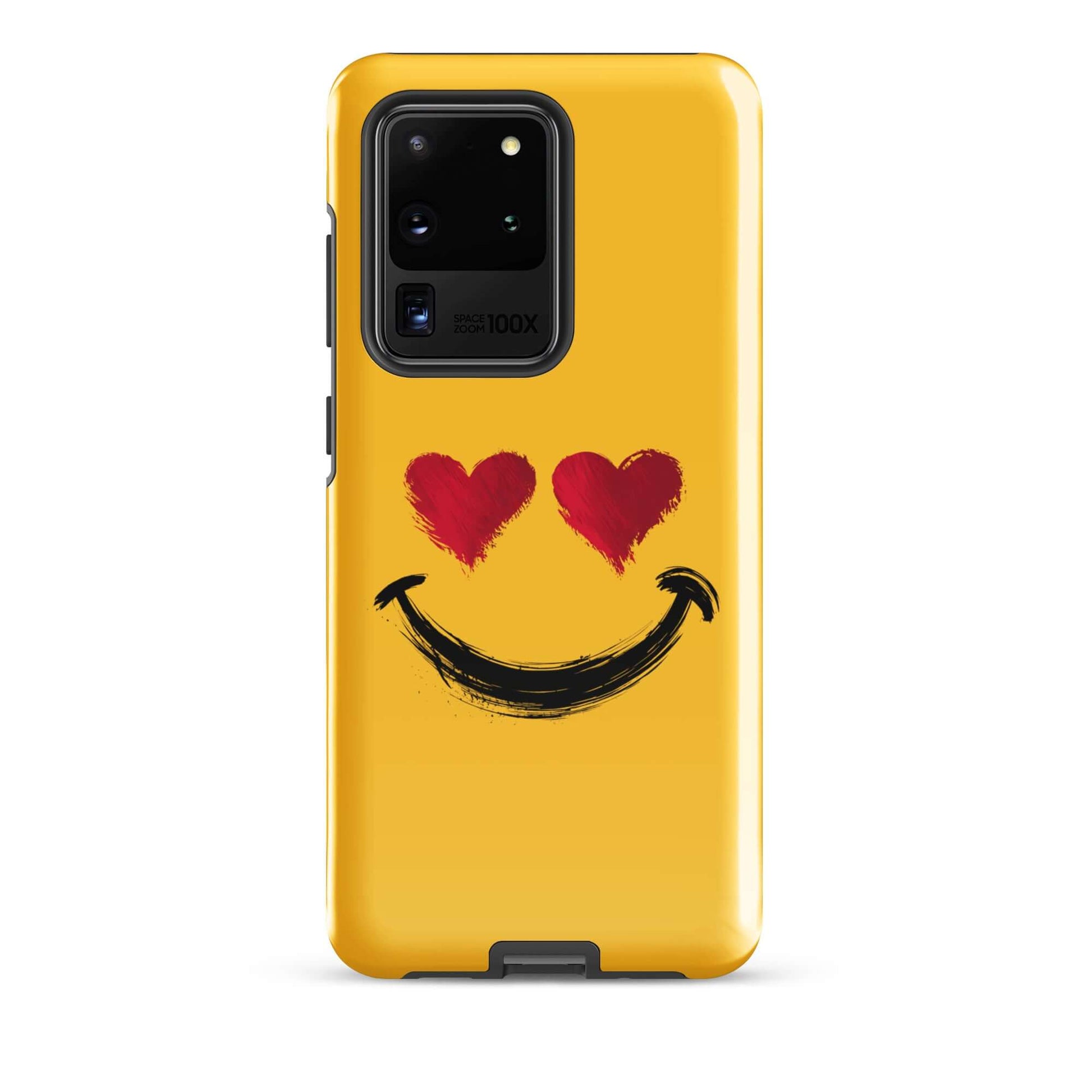 Phone Case for Samsung Galaxy with heart-eyes smiley art in vibrant colors and artistic design.