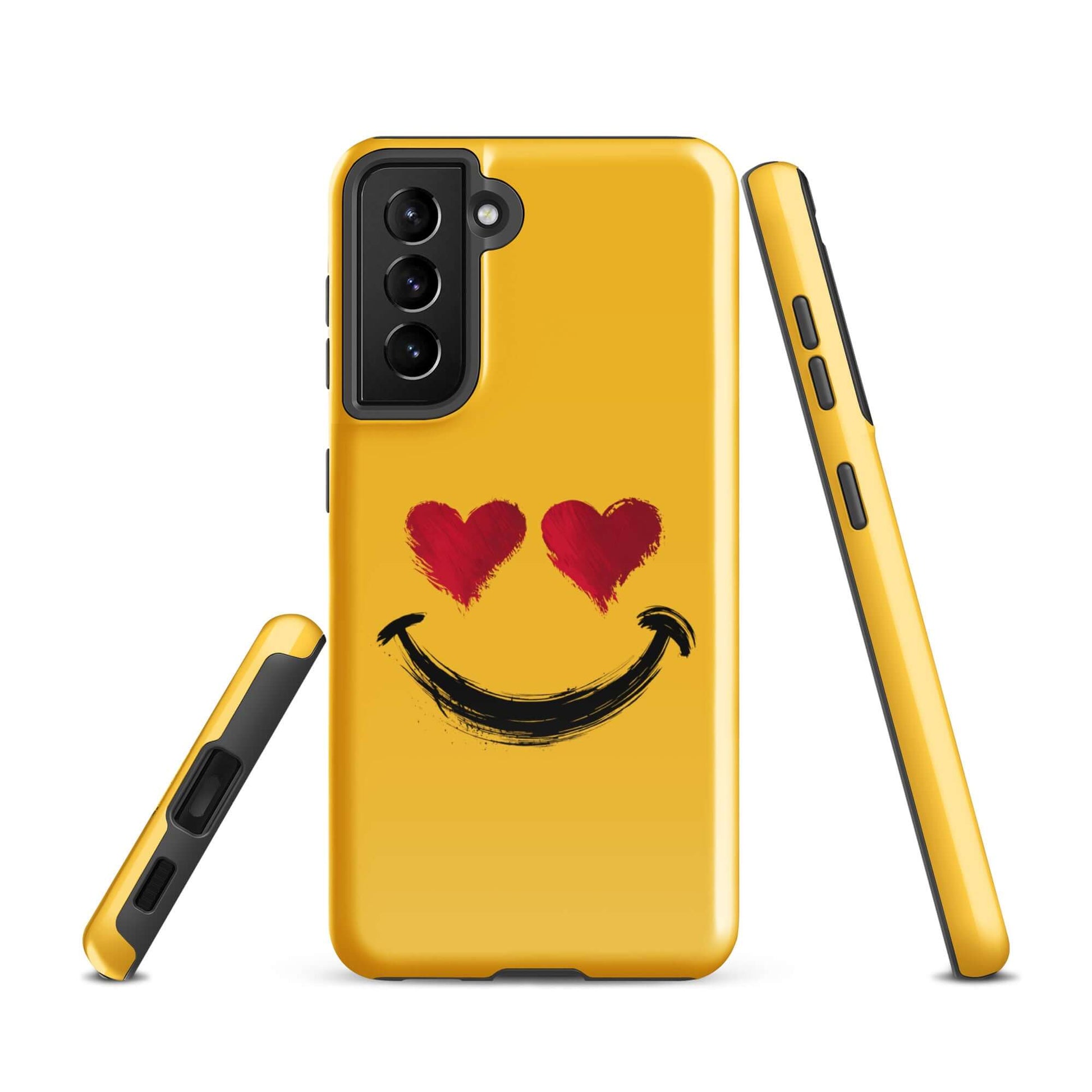 Phone Case for Samsung Galaxy with heart-eyes smiley design in vibrant colors, stylish art for bold expression.