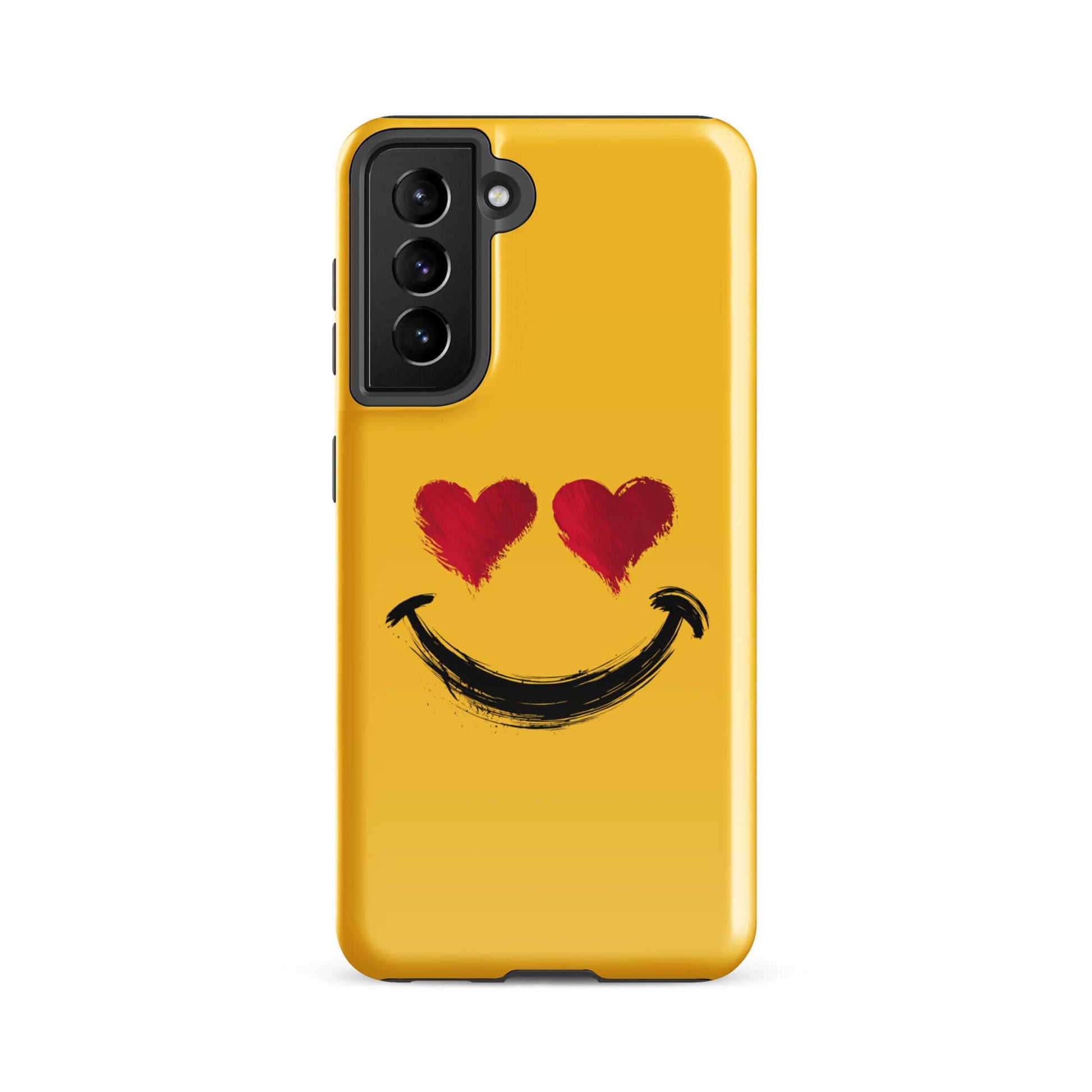 Phone Case for Samsung Galaxy with heart-eyes smiley design, vibrant colors, and artistic brushstrokes for bold style.