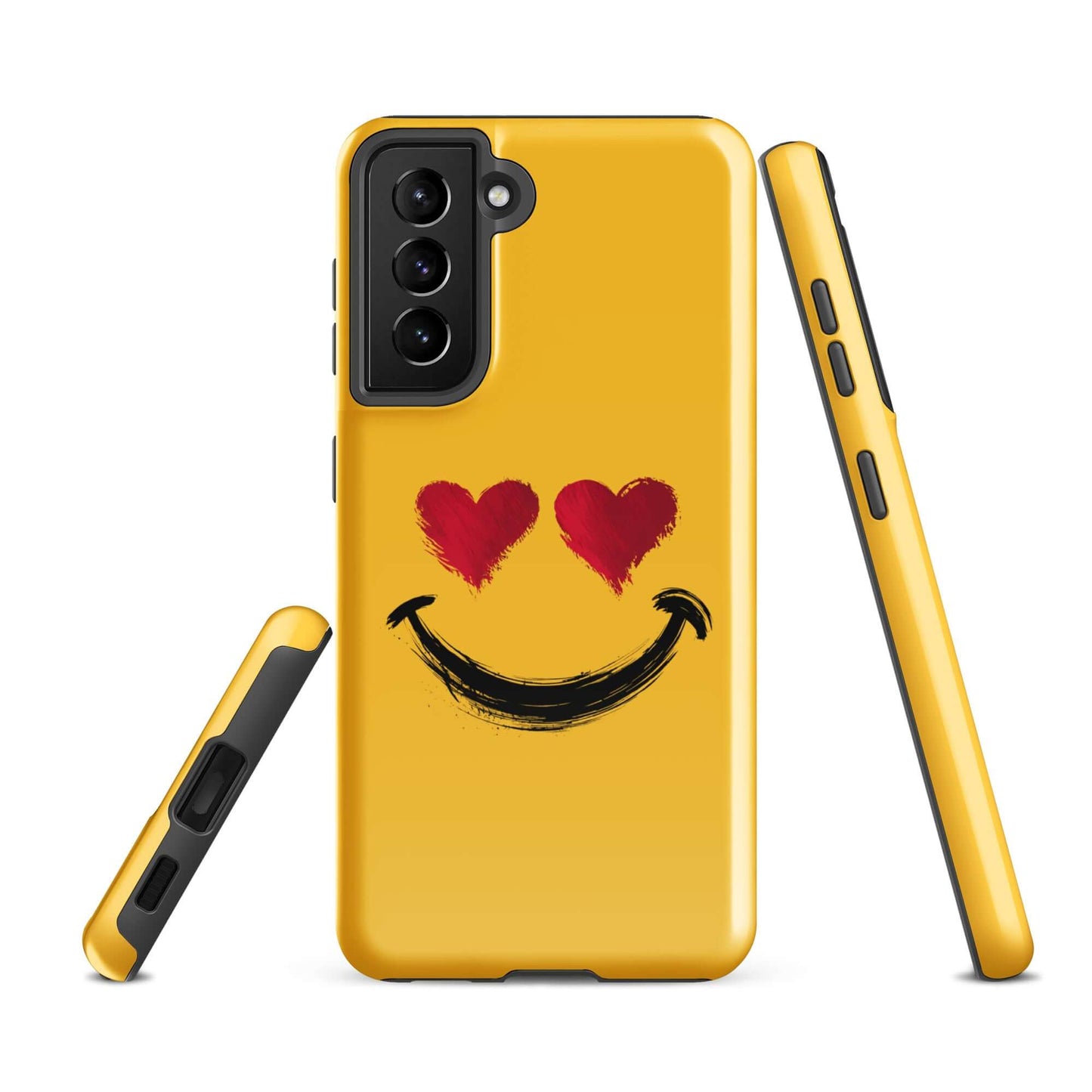 Phone Case for Samsung Galaxy with heart-eyes smiley art, bold style, vibrant design, luxury accessory