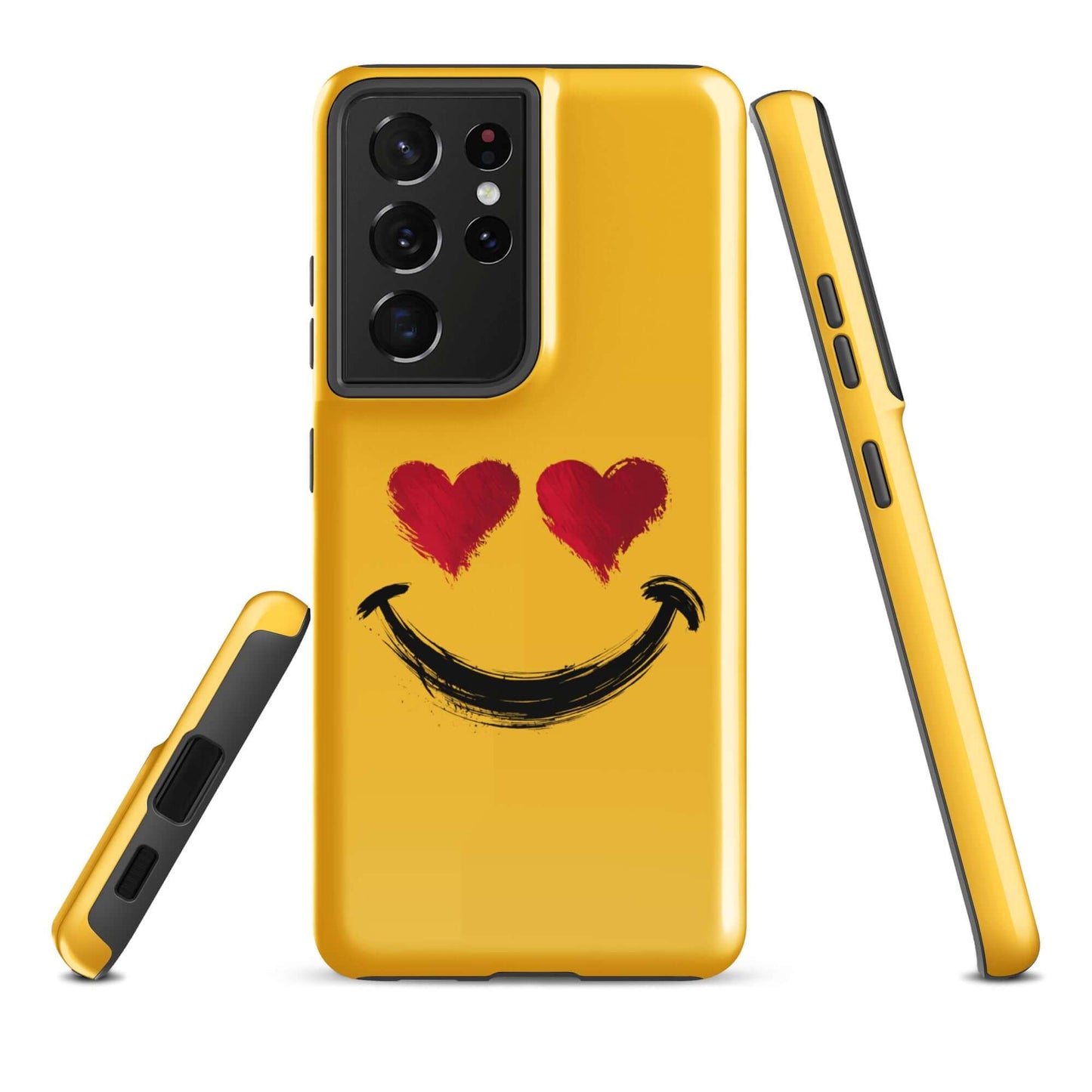 Phone Case for Samsung Galaxy with heart-eyes smiley art, bold style, vibrant colors, and premium feel.