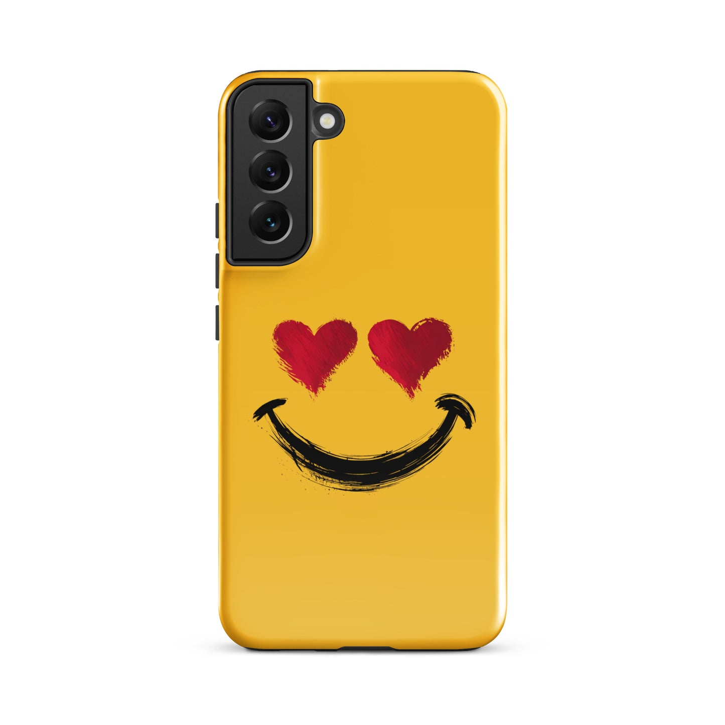 Phone Case for Samsung Galaxy with heart-eyes smiley art, bold style, vibrant colors, expressive design, luxury accessory