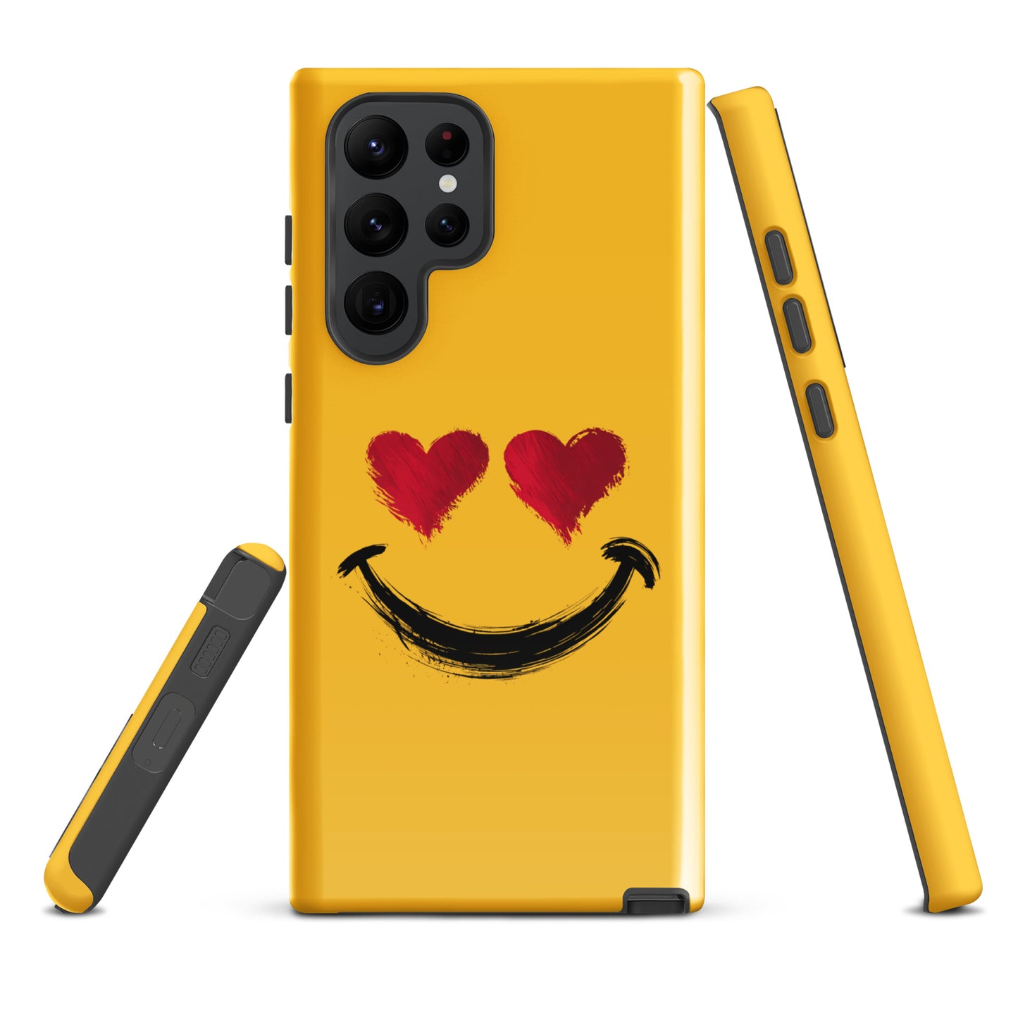 Phone Case for Samsung Galaxy with heart-eyes smiley art, vibrant and playful design for bold style and luxury feel.