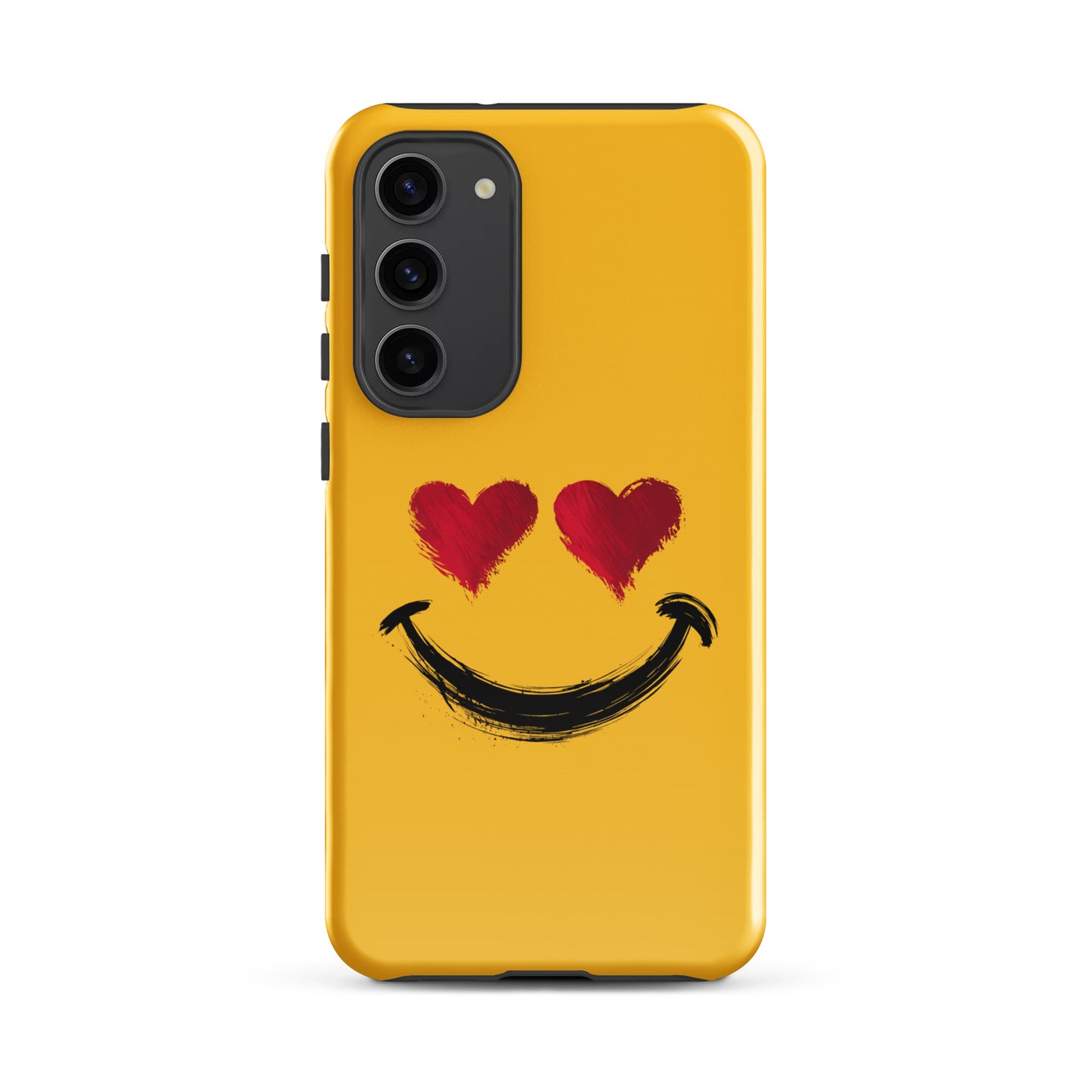 Phone Case for Samsung Galaxy with Heart‑Eyes Smiley Art in bold style, featuring vibrant colors and artistic brushstroke texture.