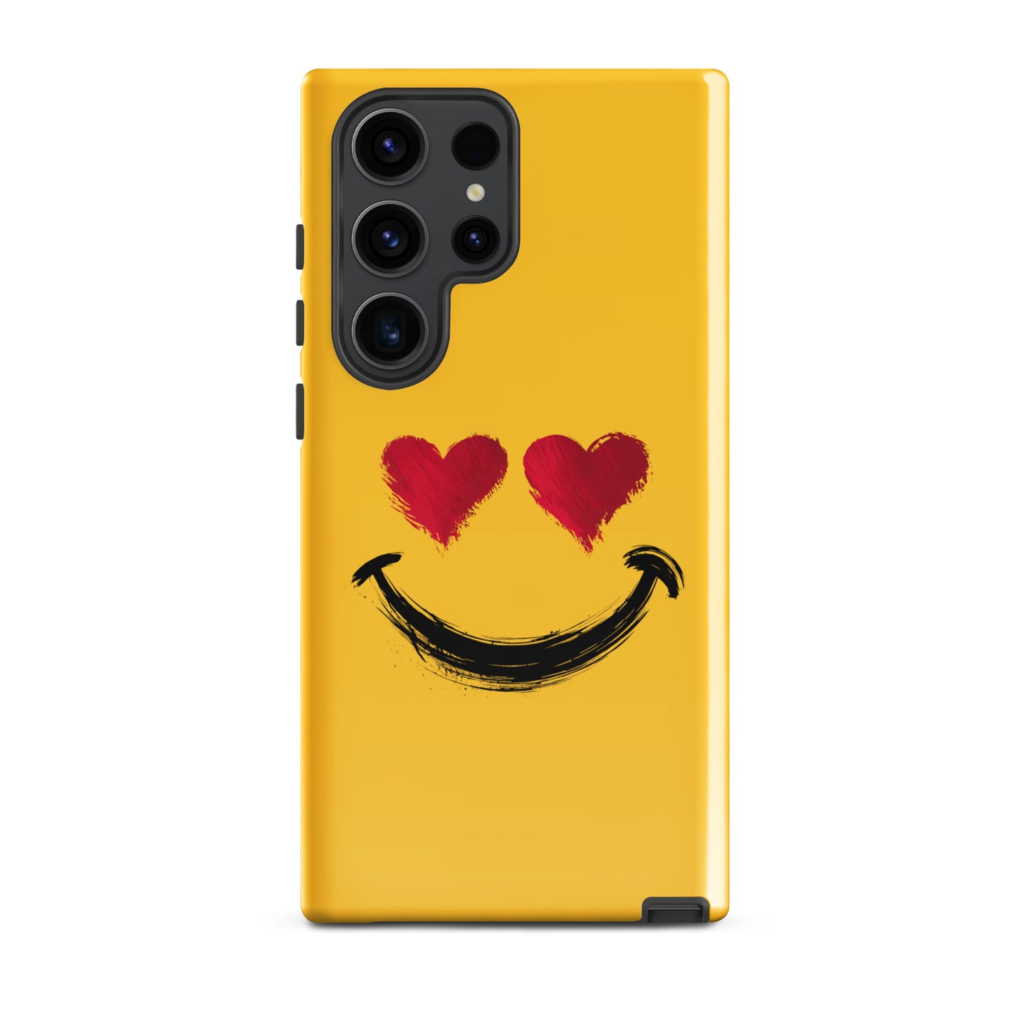 Phone Case for Samsung Galaxy featuring heart-eyes smiley art with vibrant colors and bold style.
