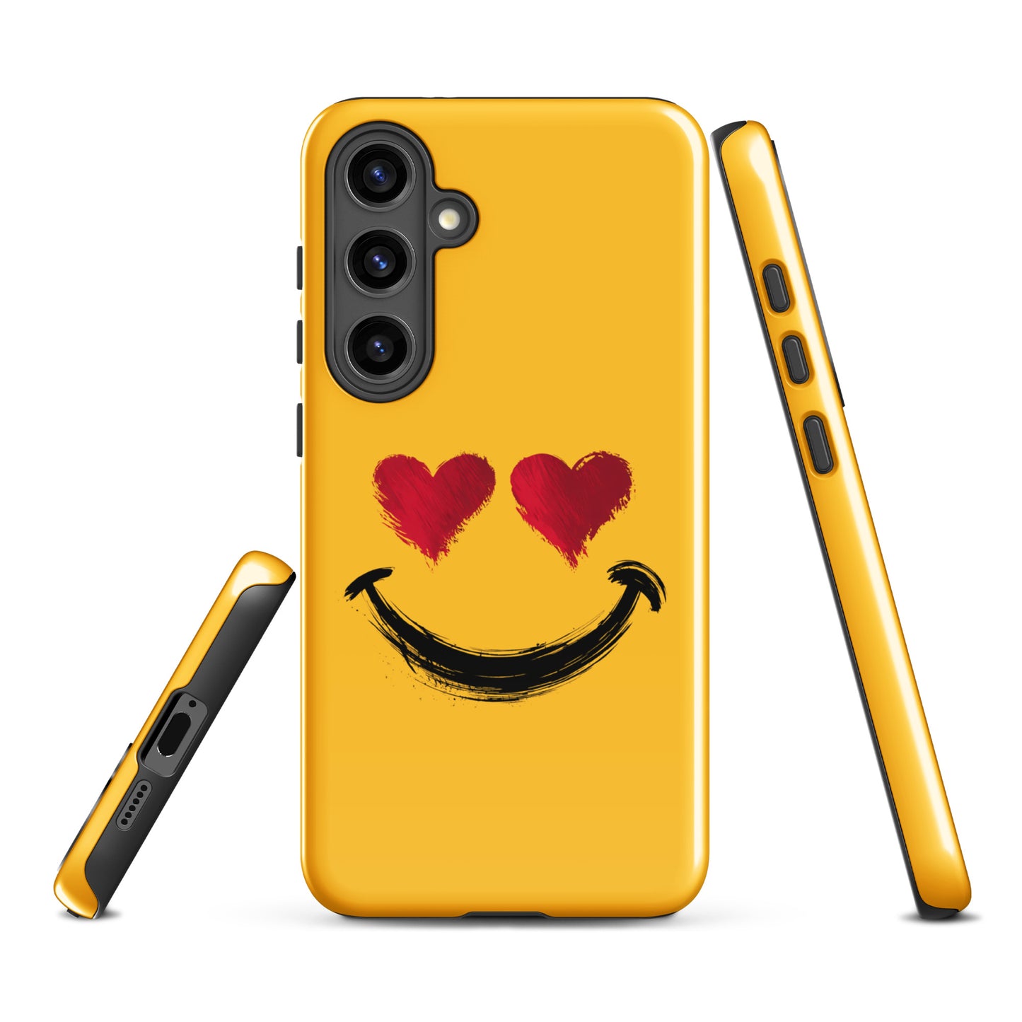 Phone Case for Samsung Galaxy with heart-eyes smiley art, bold style in vibrant colors for luxury protection.