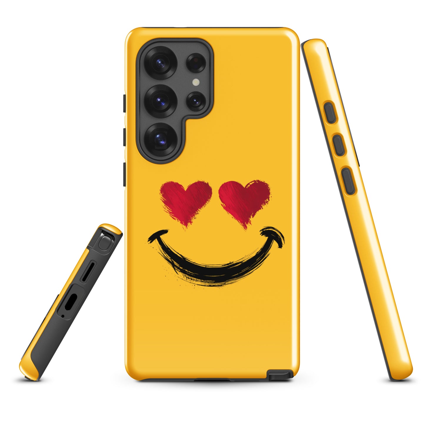 Phone Case for Samsung Galaxy: Heart-Eyes Smiley Art in vibrant colors with a bold style, offering protection and playful design.