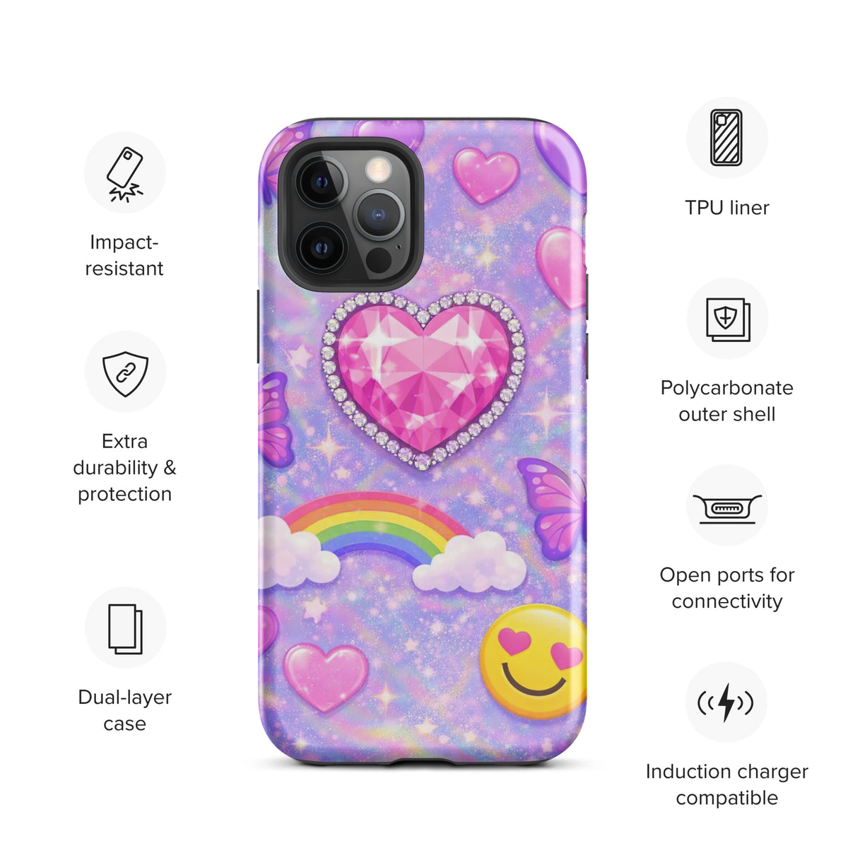 Phone Case for iPhone - Sparkle Heart Fantasy Case (xx203)