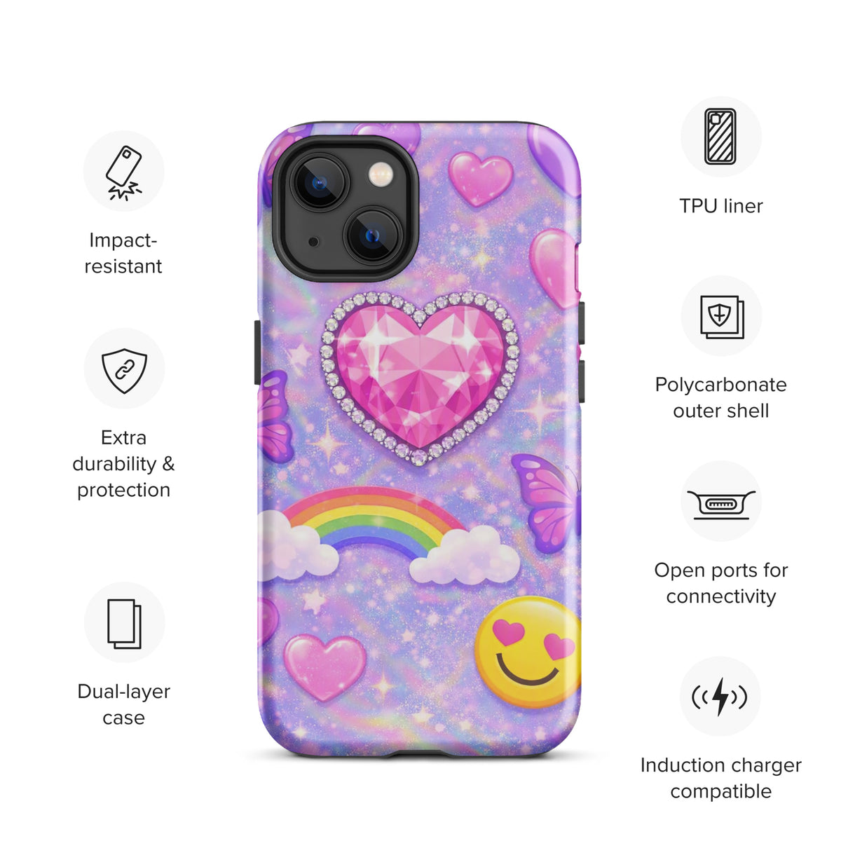 Phone Case for iPhone - Sparkle Heart Fantasy Case (xx203)