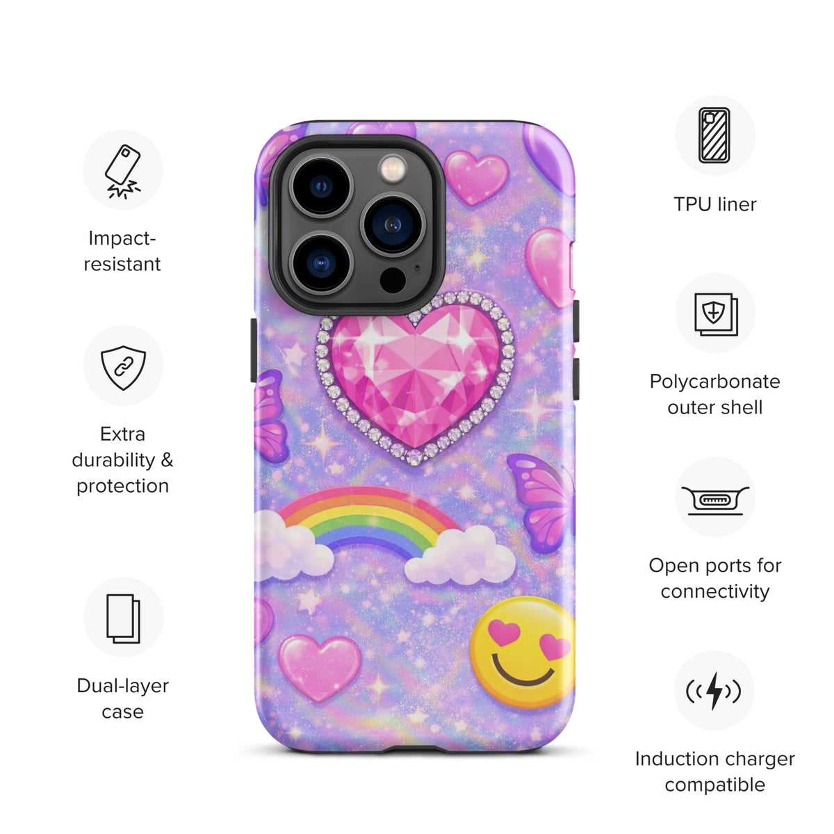 Phone Case for iPhone - Sparkle Heart Fantasy Case (xx203)