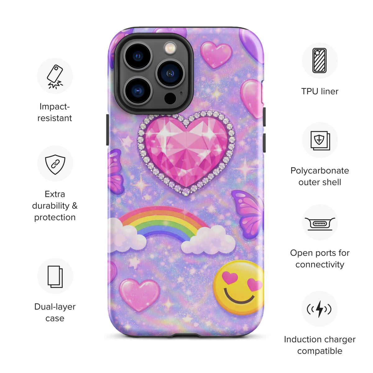 Phone Case for iPhone - Sparkle Heart Fantasy Case (xx203)