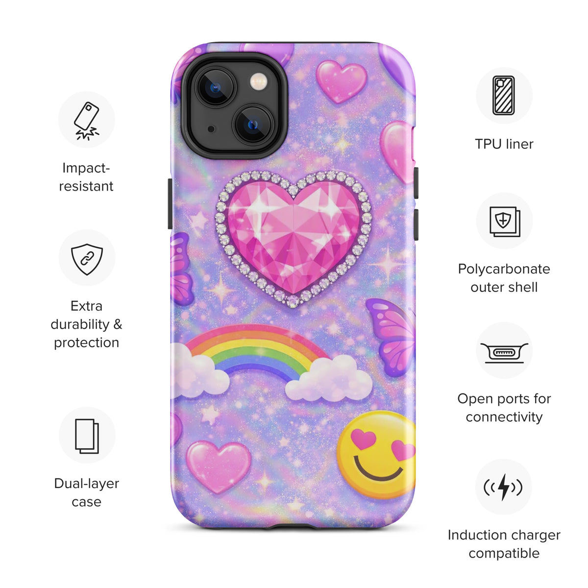 Phone Case for iPhone - Sparkle Heart Fantasy Case (xx203)