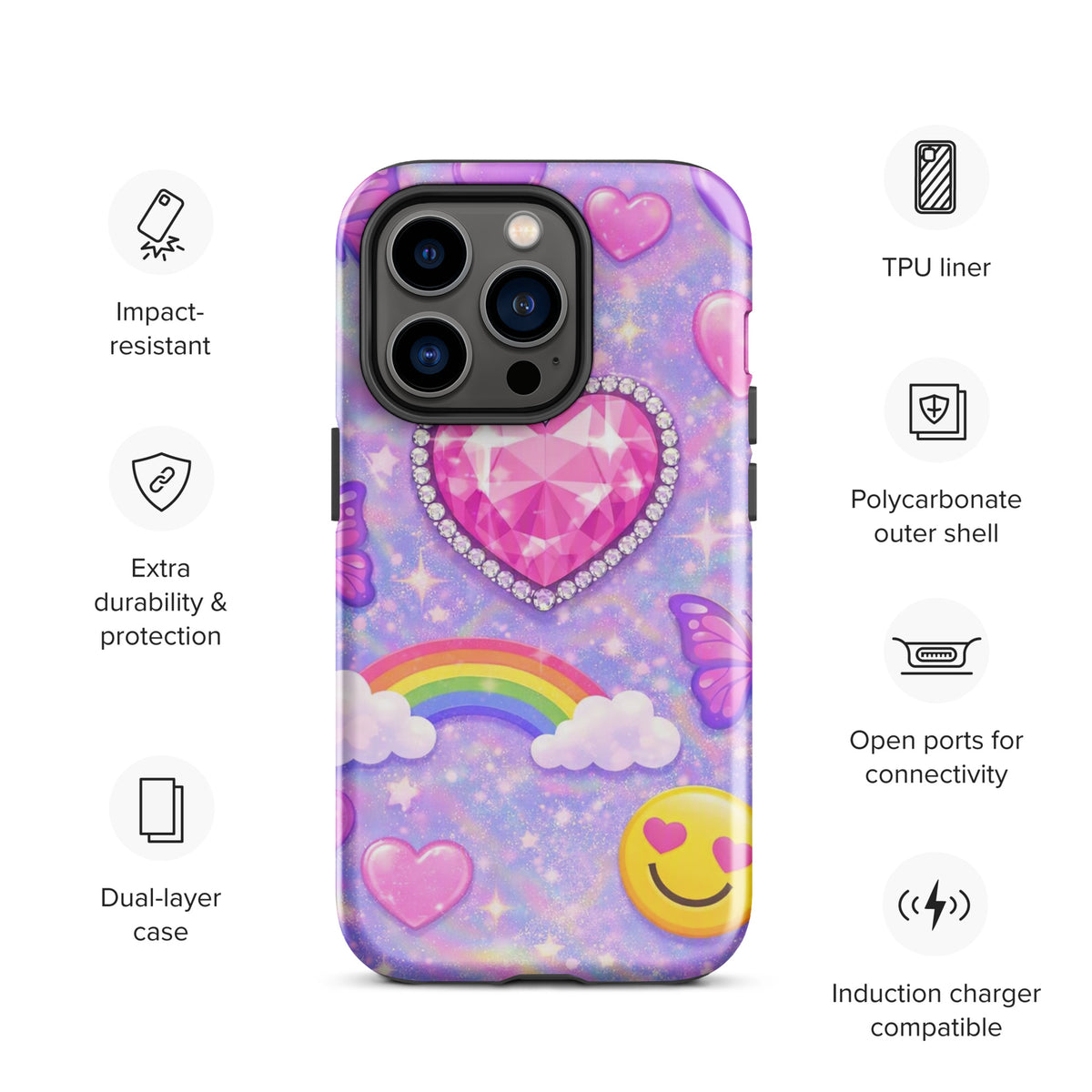 Phone Case for iPhone - Sparkle Heart Fantasy Case (xx203)