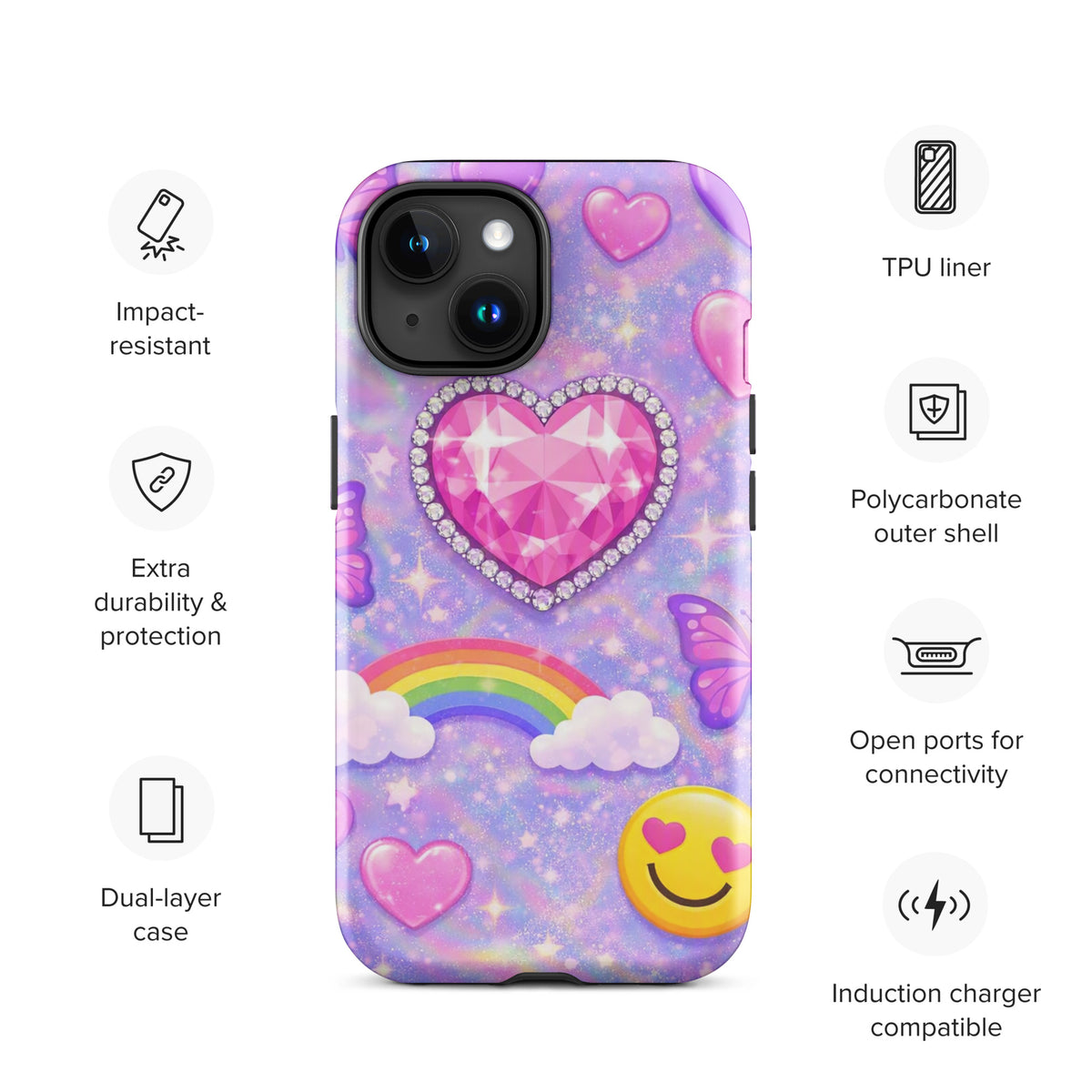 Phone Case for iPhone - Sparkle Heart Fantasy Case (xx203)