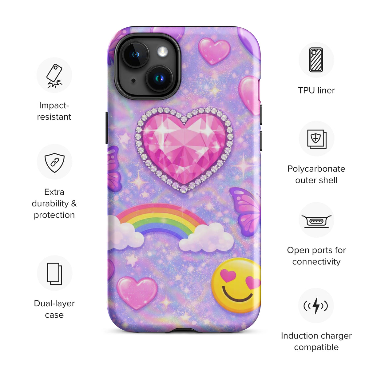 Phone Case for iPhone - Sparkle Heart Fantasy Case (xx203)