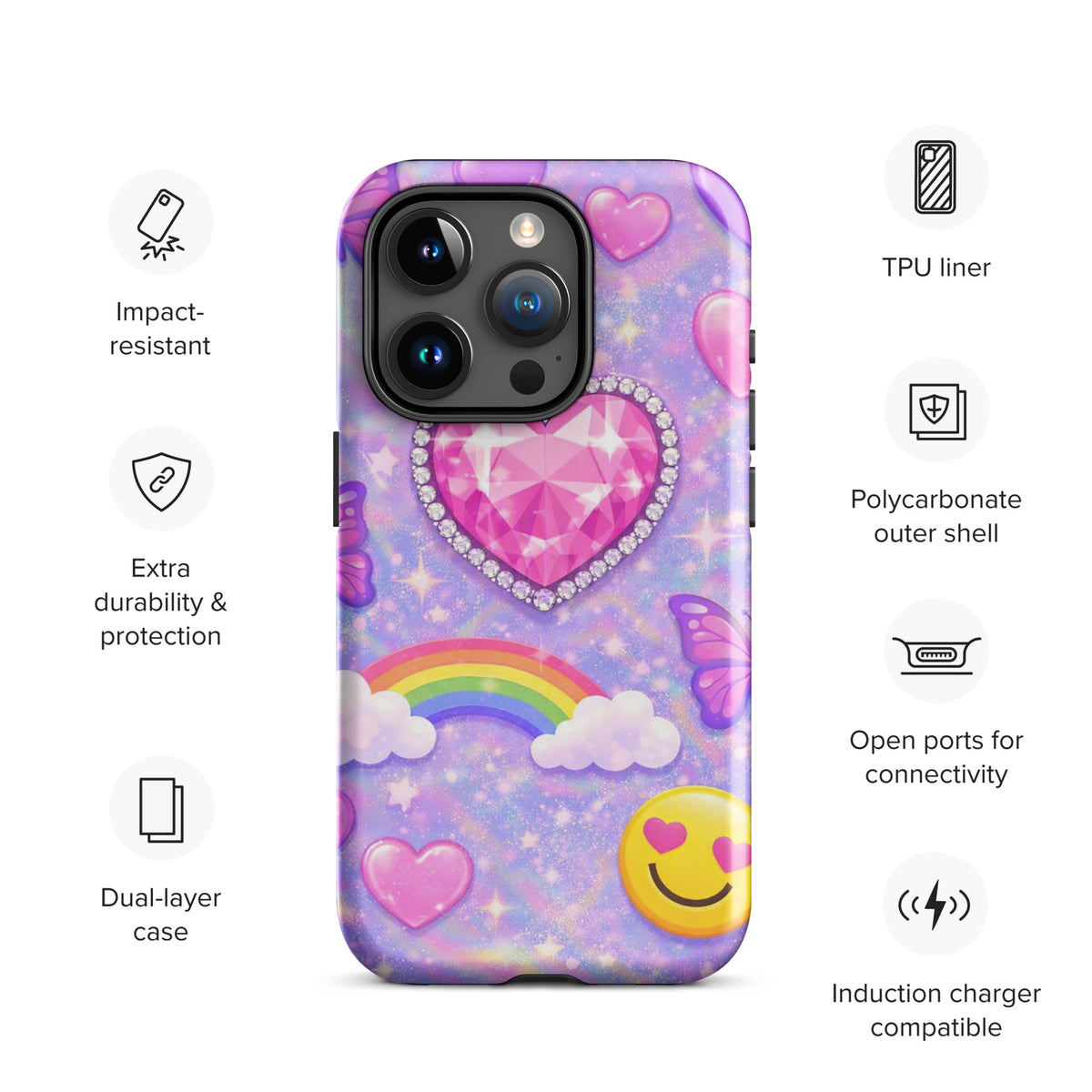 Phone Case for iPhone - Sparkle Heart Fantasy Case (xx203)