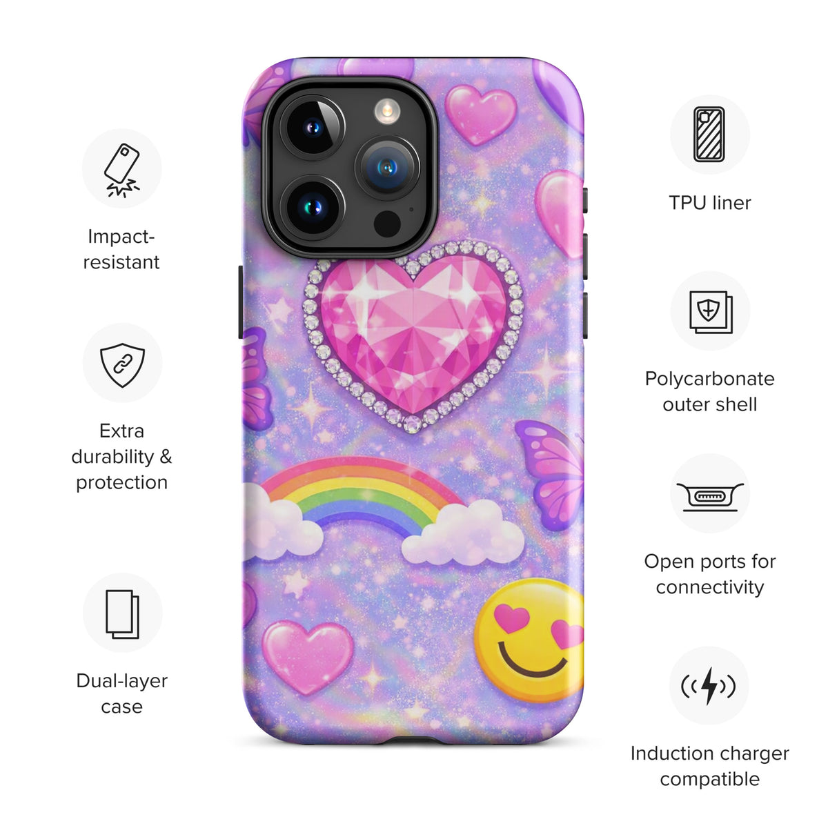 Phone Case for iPhone - Sparkle Heart Fantasy Case (xx203)