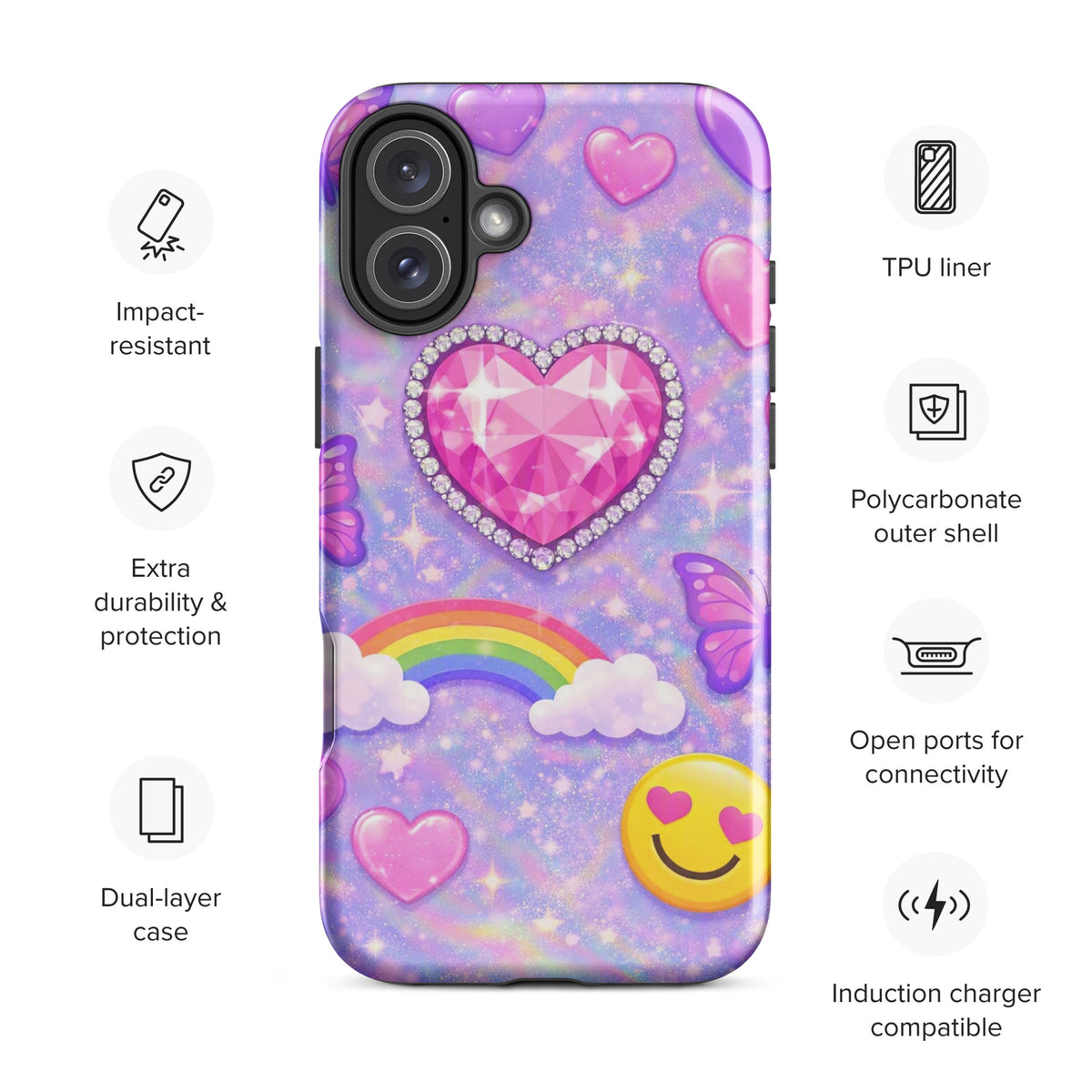 Phone Case for iPhone - Sparkle Heart Fantasy Case (xx203)