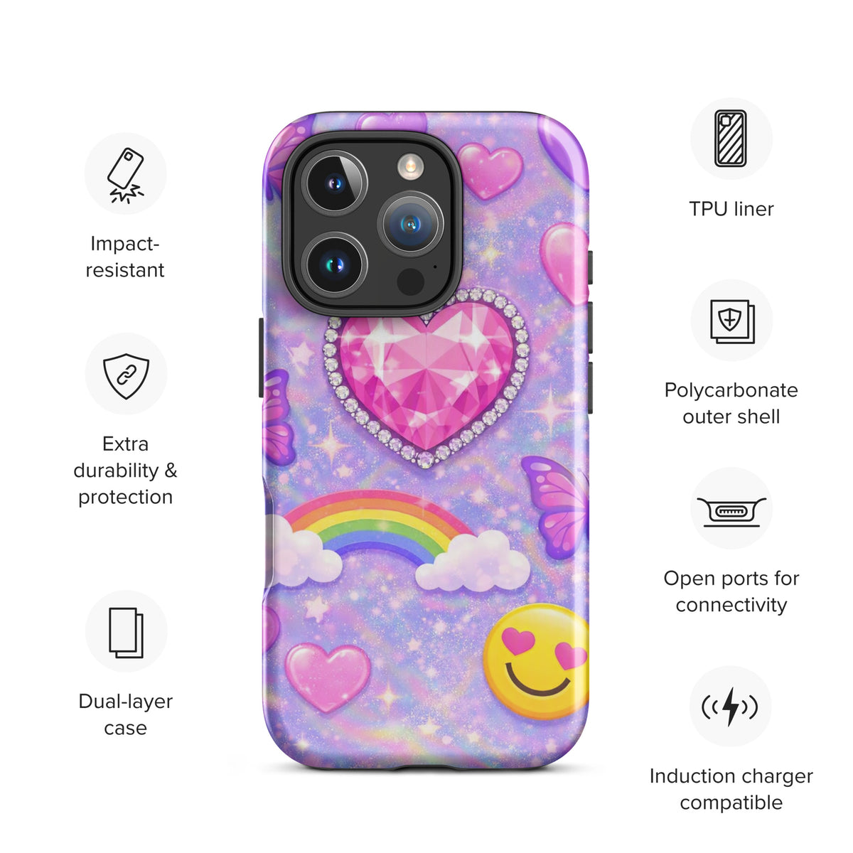 Phone Case for iPhone - Sparkle Heart Fantasy Case (xx203)