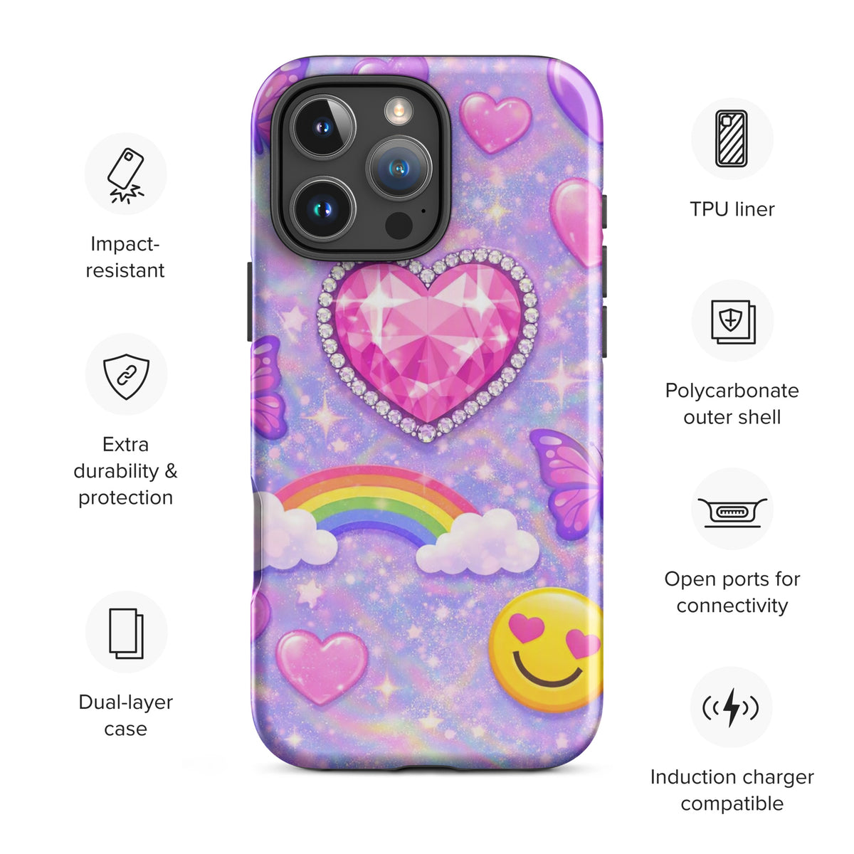 Phone Case for iPhone - Sparkle Heart Fantasy Case (xx203)