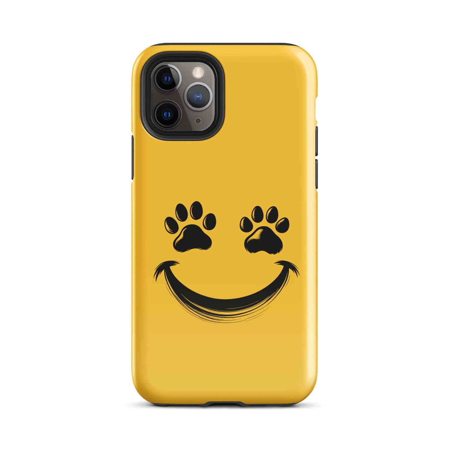 Phone Case with smiley face and paw print eyes design for pet lovers.