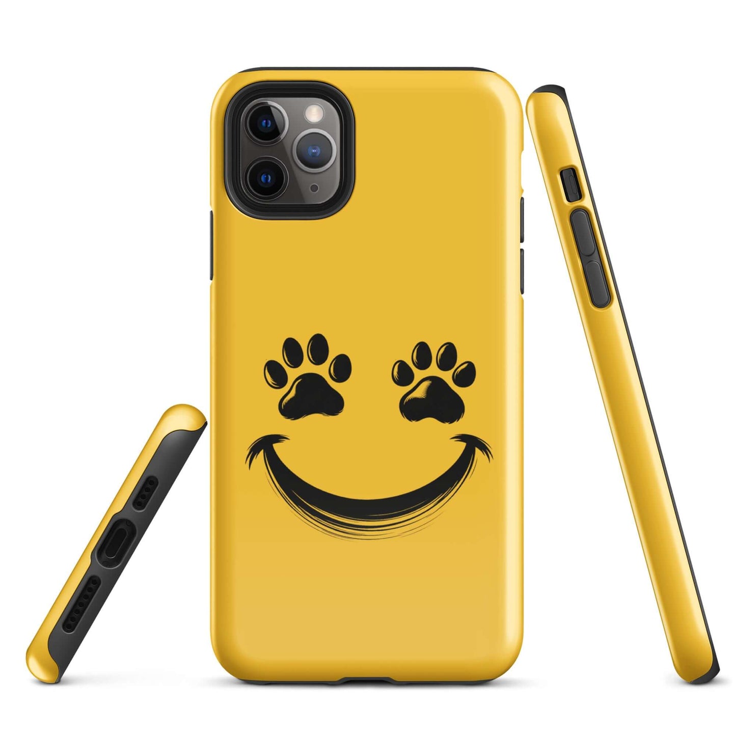 Phone Case with smiley paw print design for iPhone, perfect for playful pet lovers seeking a fun and durable accessory for their phone.