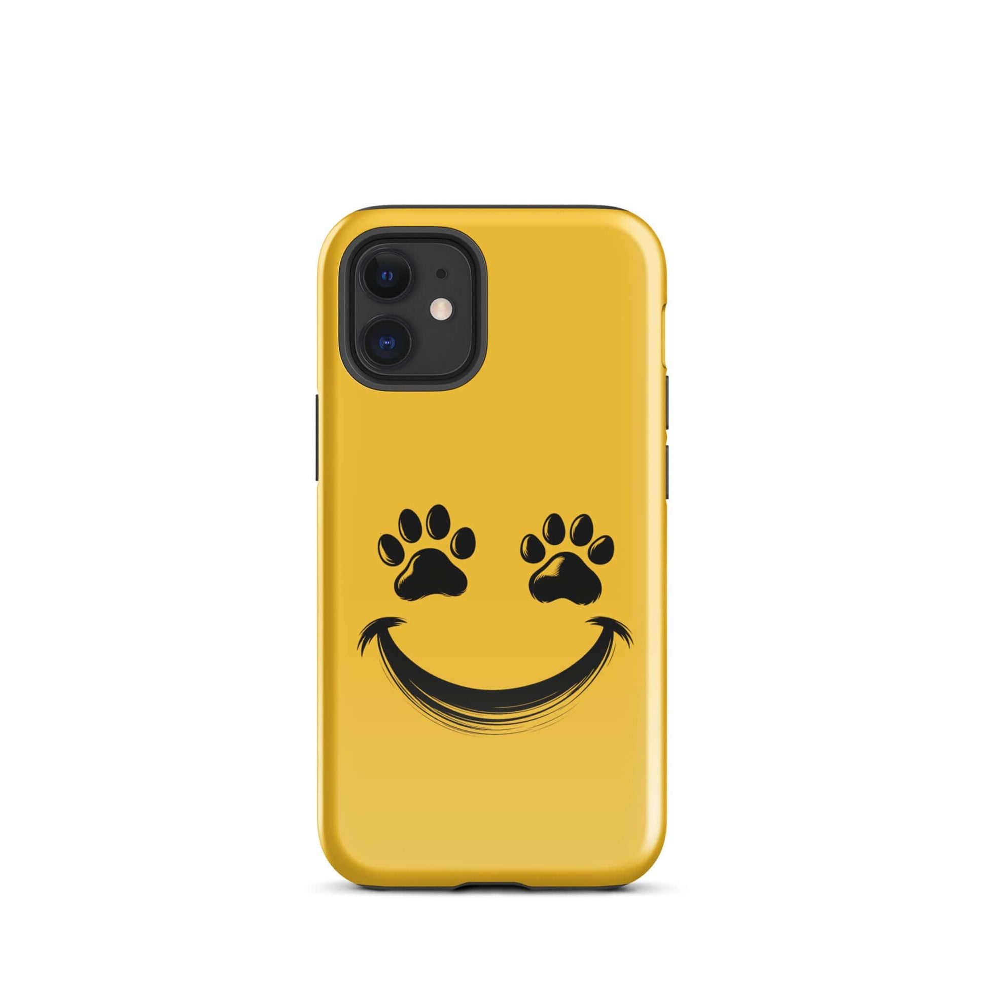 Phone Case with smiley paw print face design for iPhone, perfect accessory for playful pet lovers seeking charm and durability.