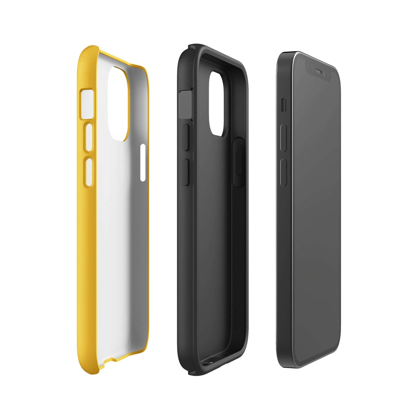 Three iPhone cases including a Phone Case with smiley paw print design for pet lovers, showcasing durability and playful style.