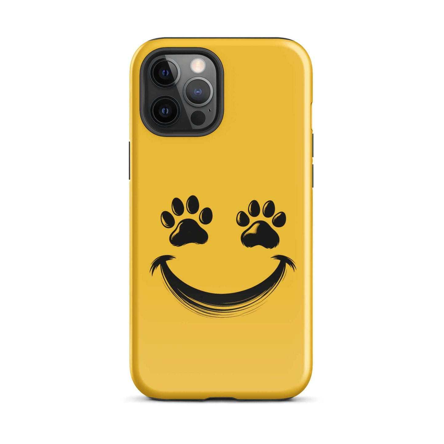 Phone Case for iPhone with smiley face and paw print design, perfect for playful pet lovers seeking durable and charming accessories.