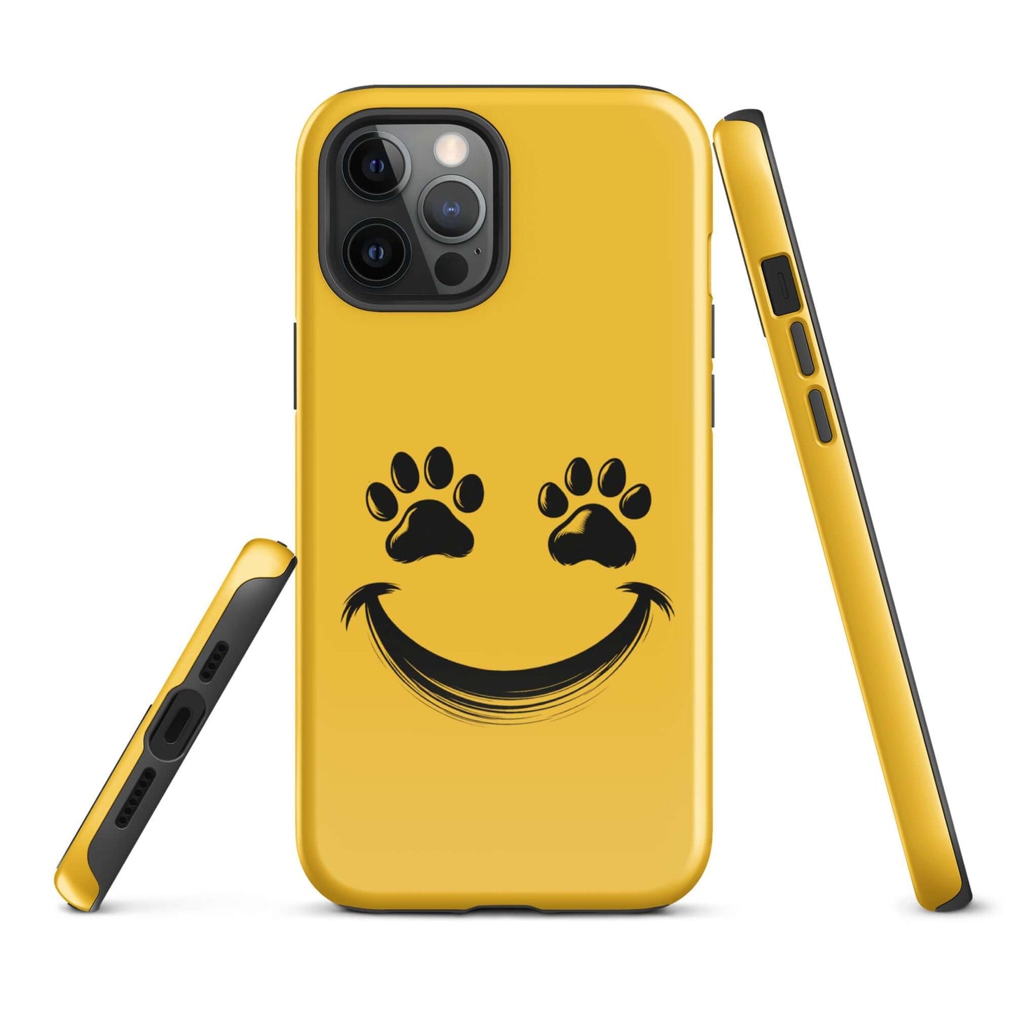 Phone Case for iPhone with smiley face and paw print design for pet lovers.