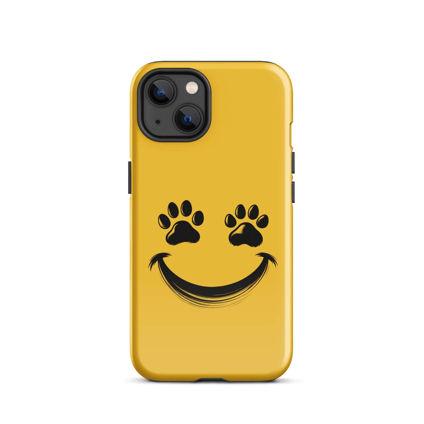 Phone Case for iPhone featuring smiley face with paw print eyes, perfect for playful pet lovers seeking charm and durability.