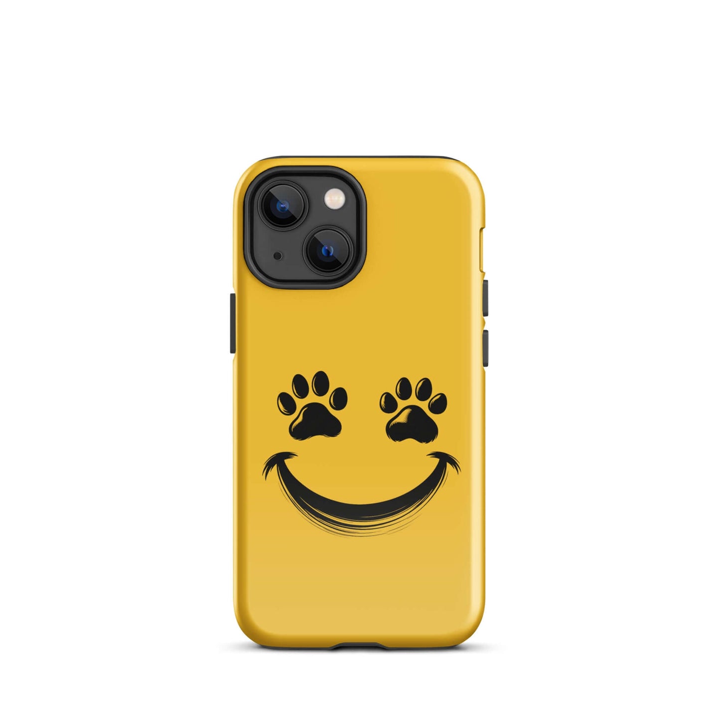 Phone Case for iPhone featuring a smiley face with paw prints for eyes, perfect for playful pet lovers and animal enthusiasts.