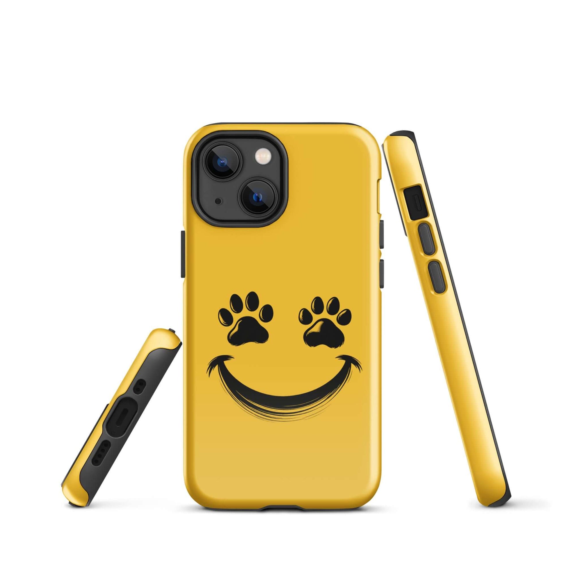 Phone Case for iPhone with smiley face and paw print design, perfect for playful pet lovers seeking charm and durability.