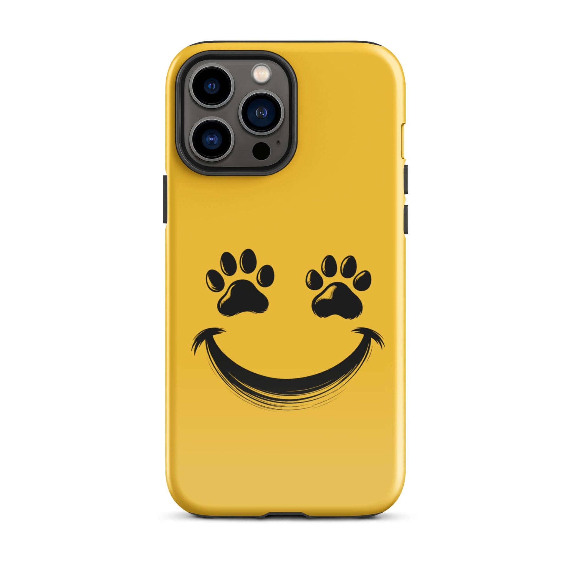 Phone Case for iPhone with smiley face and paw print design, perfect for playful pet lovers, blending charm and durability.
