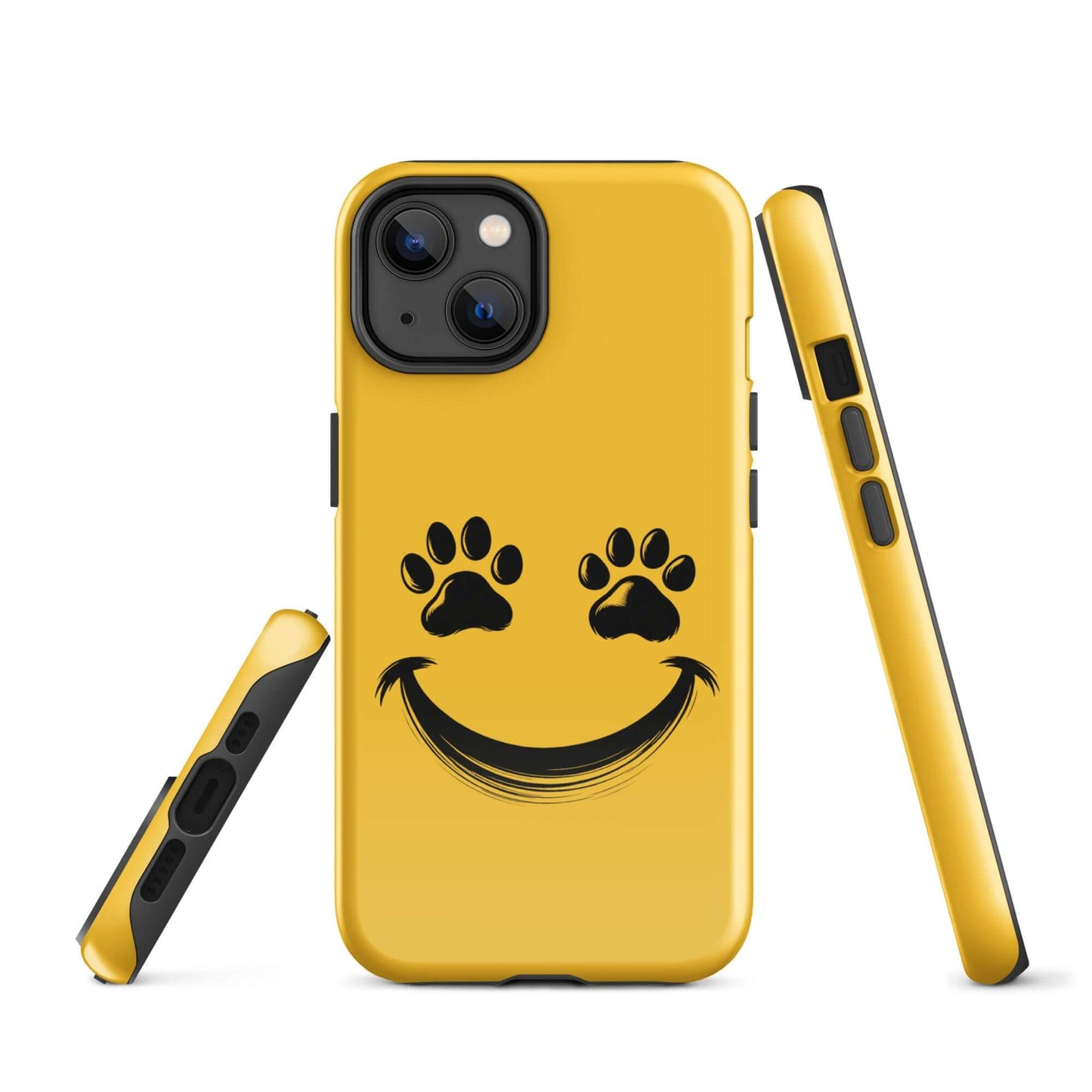 Phone Case for iPhone featuring smiley face with paw prints, perfect for playful pet lovers seeking charm and durability.