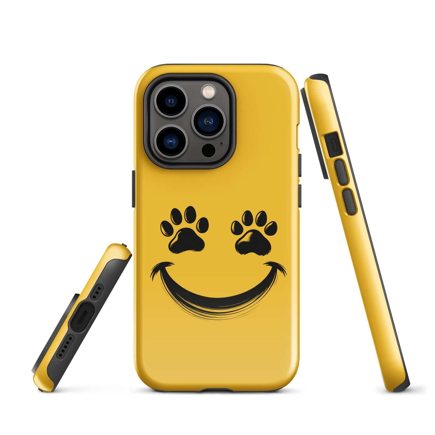 Phone Case for iPhone with smiley face and paw prints design for playful pet lovers