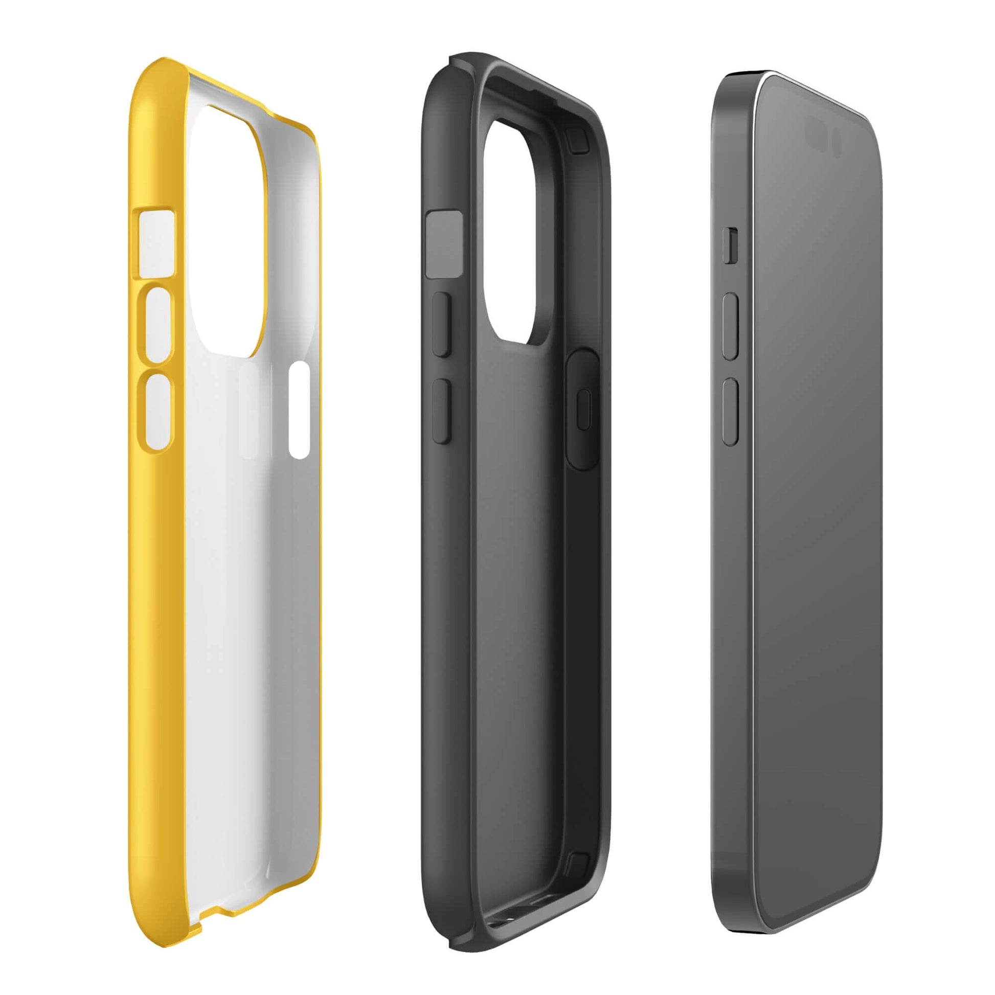 Three Phone Case designs for iPhone, featuring durable materials and a unique smiley paw print face ideal for pet lovers.
