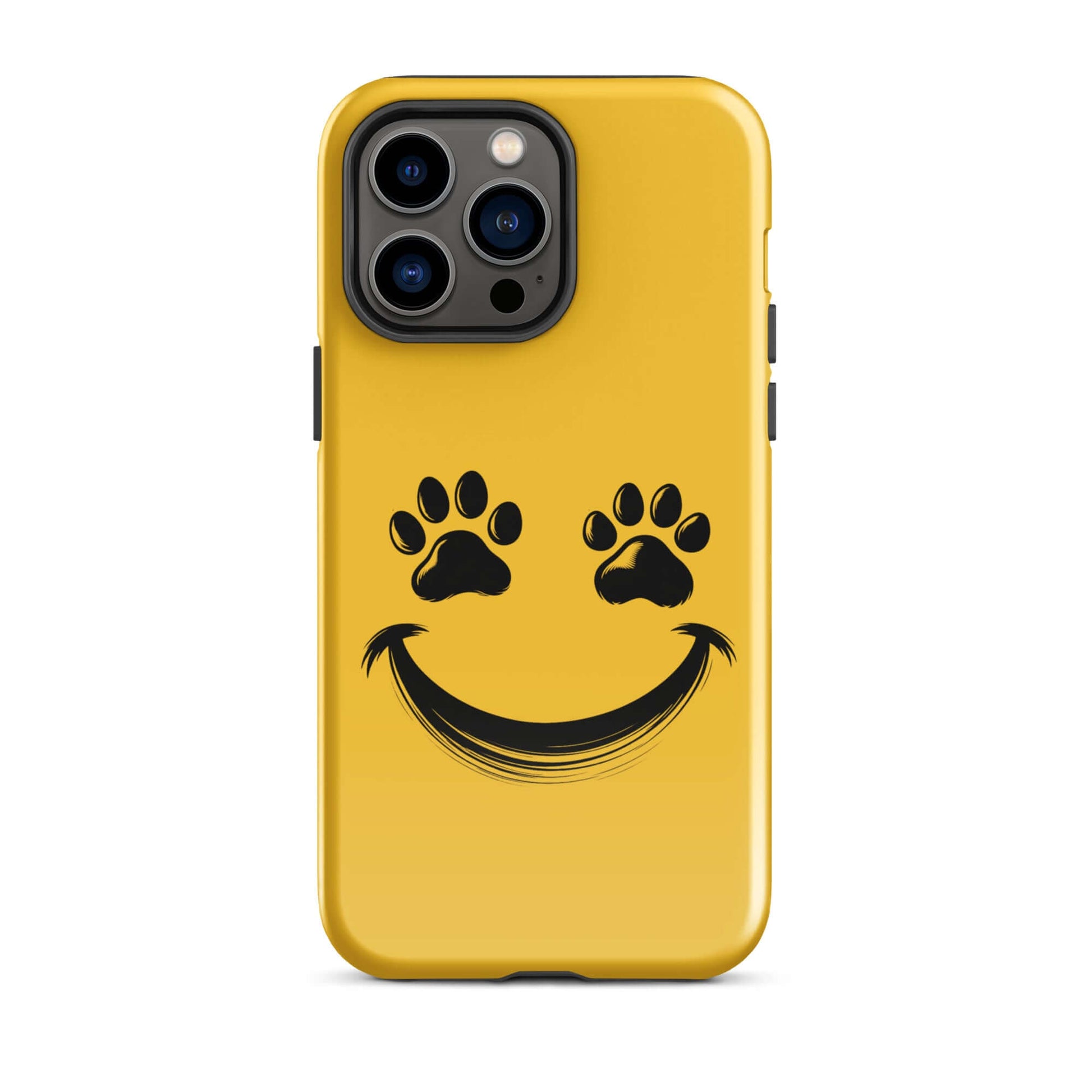 Phone Case for iPhone with playful smiley paw print design, perfect for pet lovers seeking a cheerful and durable accessory.