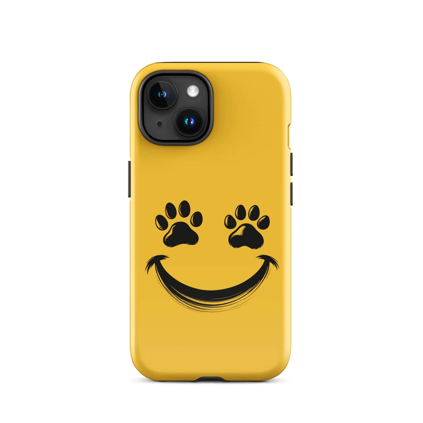Phone Case for iPhone with smiley face and paw prints design for pet lovers.