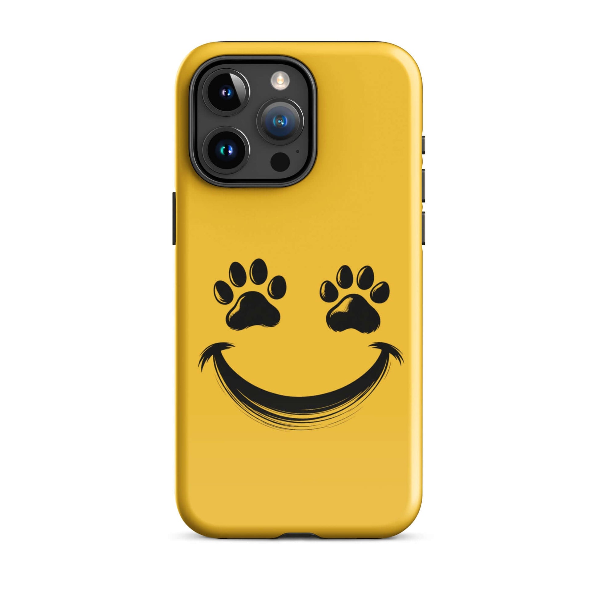 Phone Case with smiley face and paw prints design for playful pet lovers