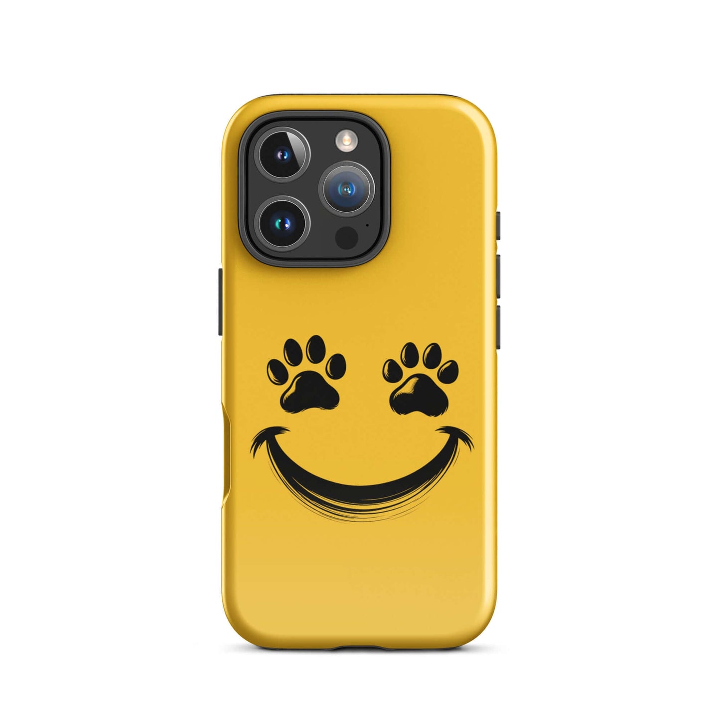 Phone Case for iPhone with smiley face design featuring paw print eyes, perfect for playful pet lovers and animal enthusiasts.